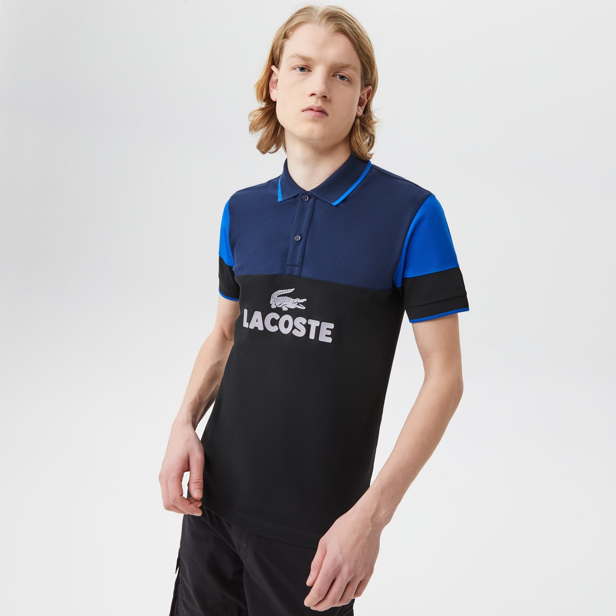 Lacoste Erkek Slim Fit Renk Bloklu Siyah Polo