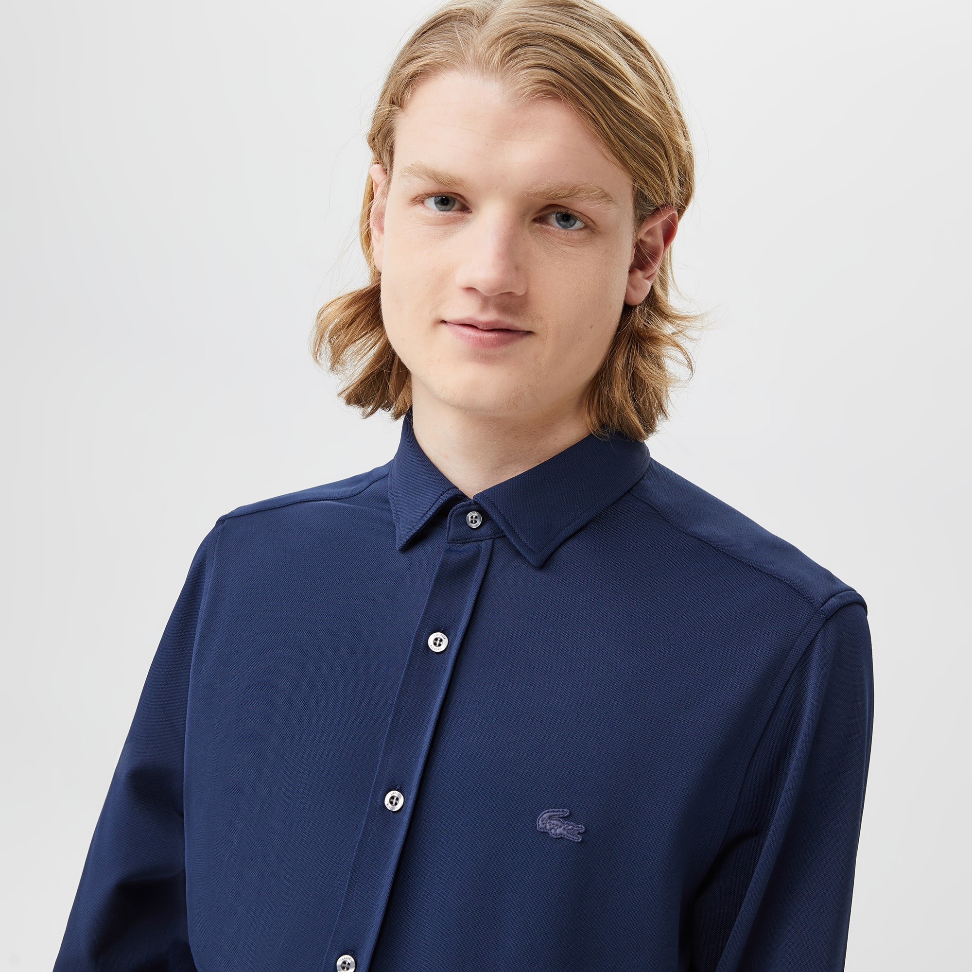 Lacoste Erkek Slim Fit Düğmeli Yaka Lacivert Gömlek