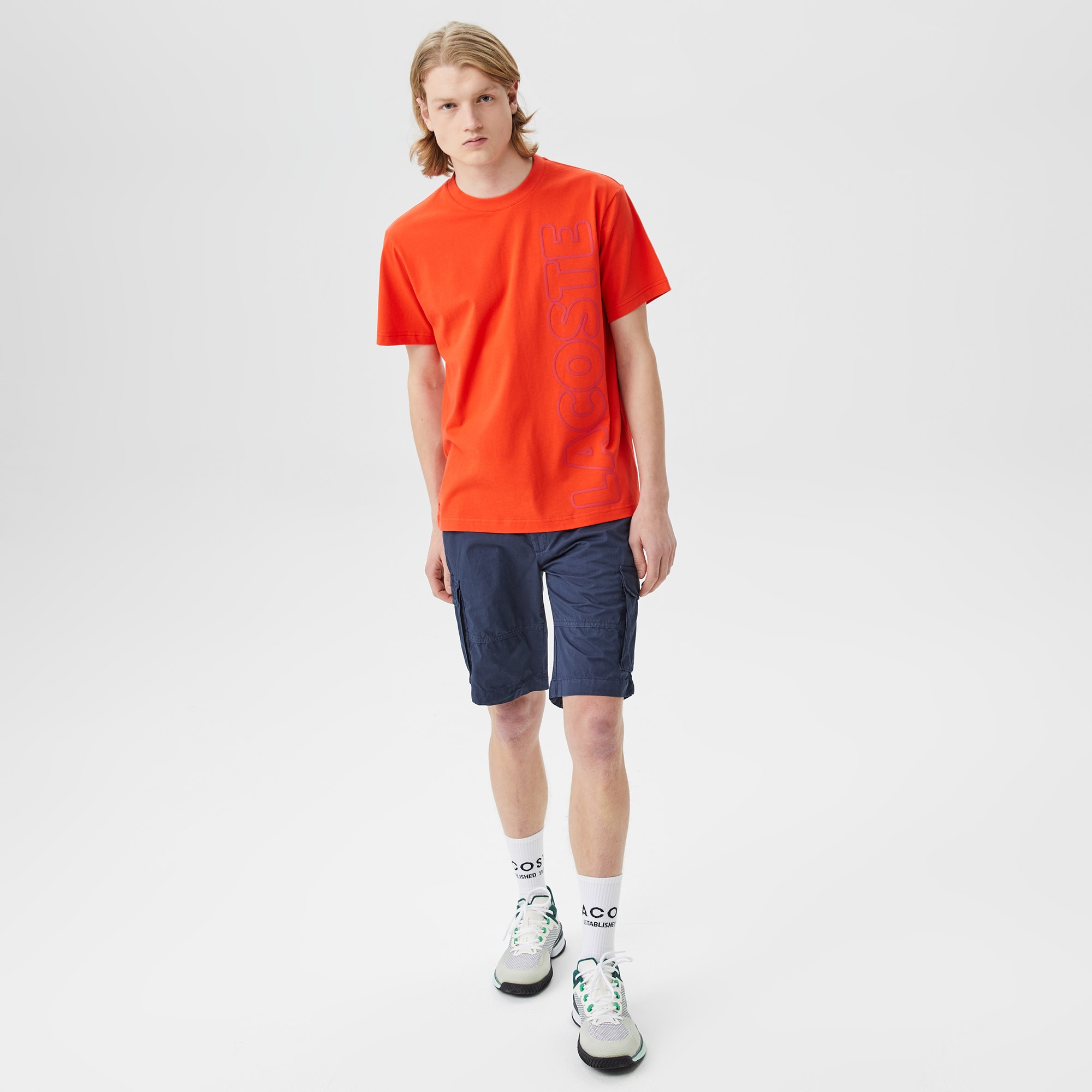 Lacoste Erkek Relaxed Fit Bisiklet Yaka Baskılı Turuncu T-Shirt