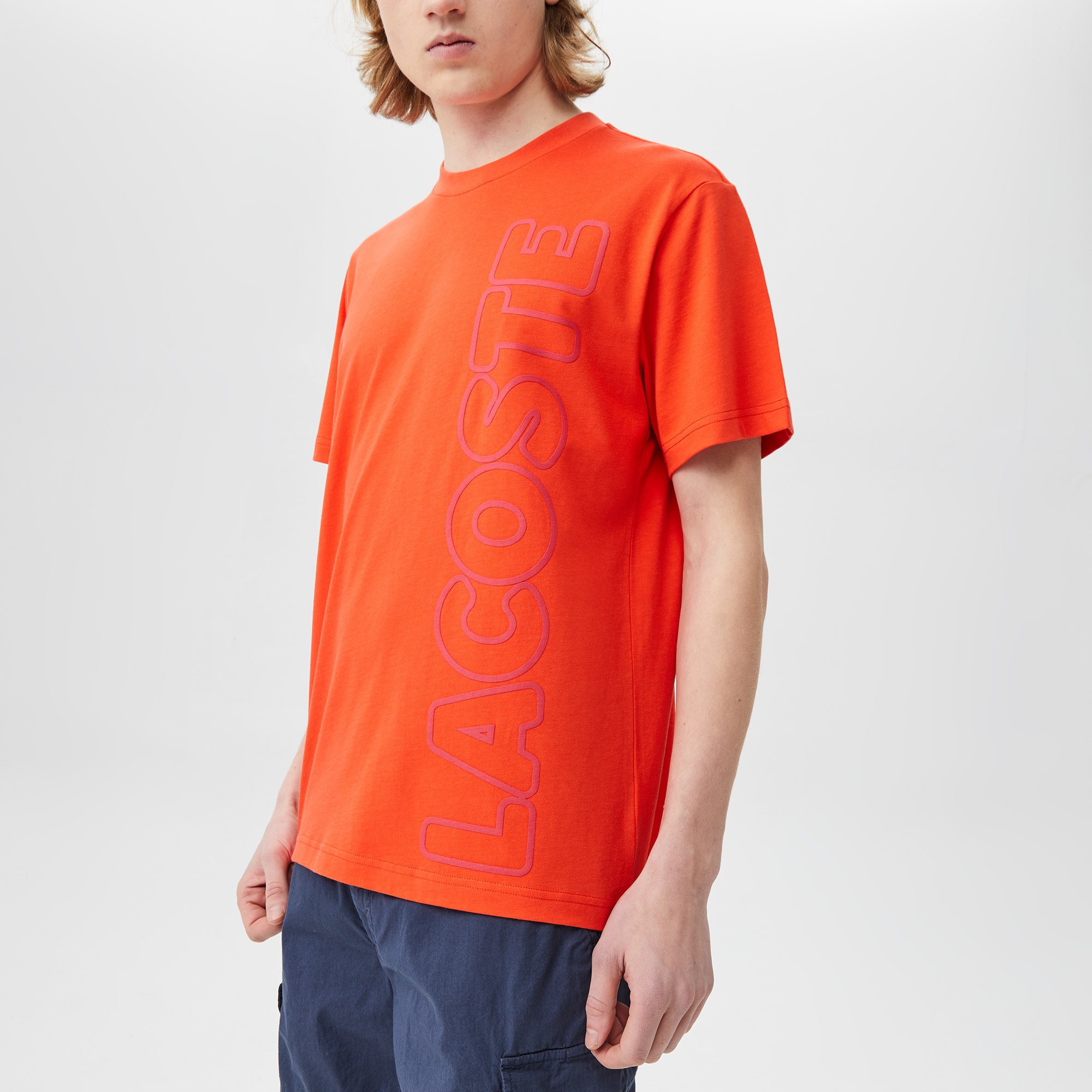 Lacoste Erkek Relaxed Fit Bisiklet Yaka Baskılı Turuncu T-Shirt