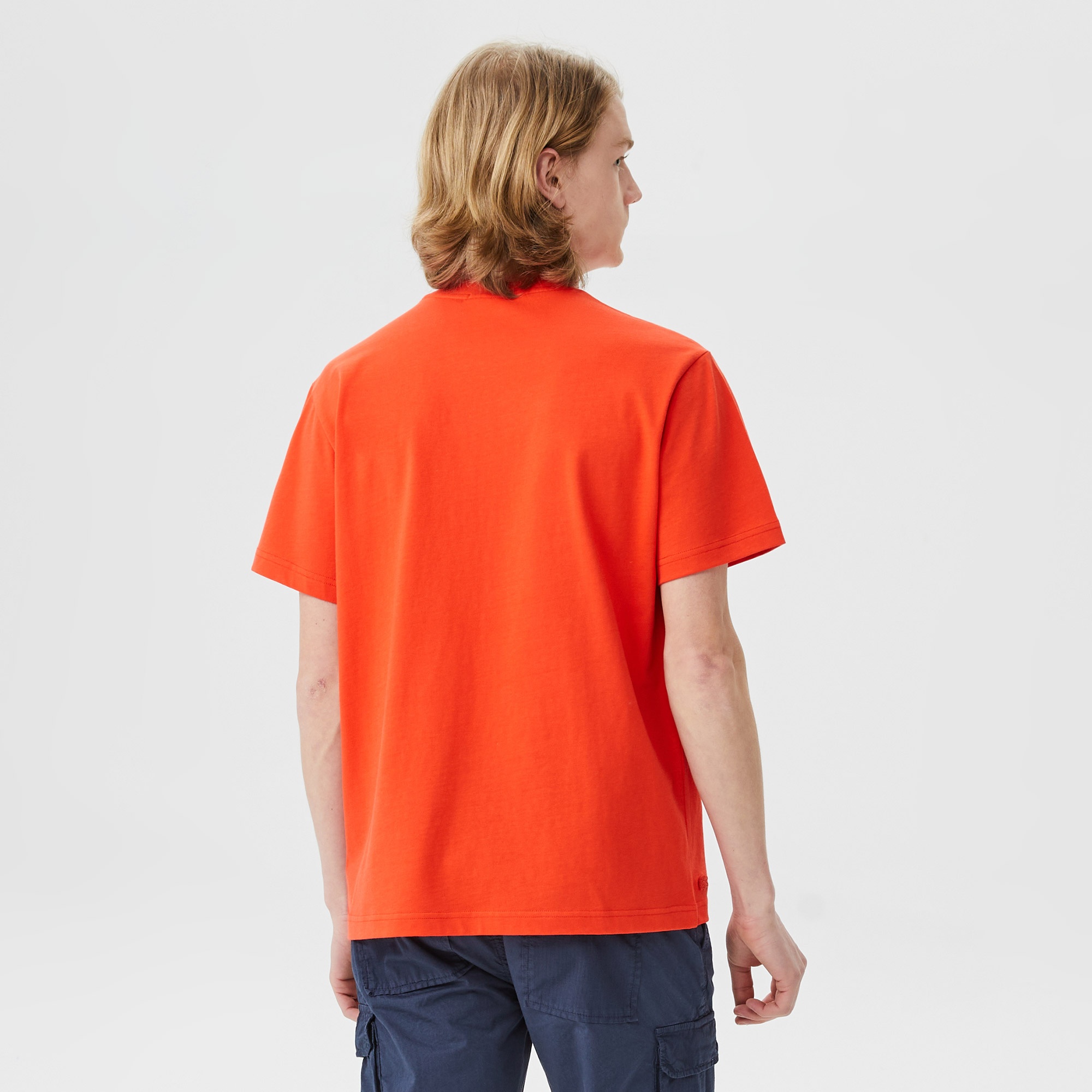 Lacoste Erkek Relaxed Fit Bisiklet Yaka Baskılı Turuncu T-Shirt