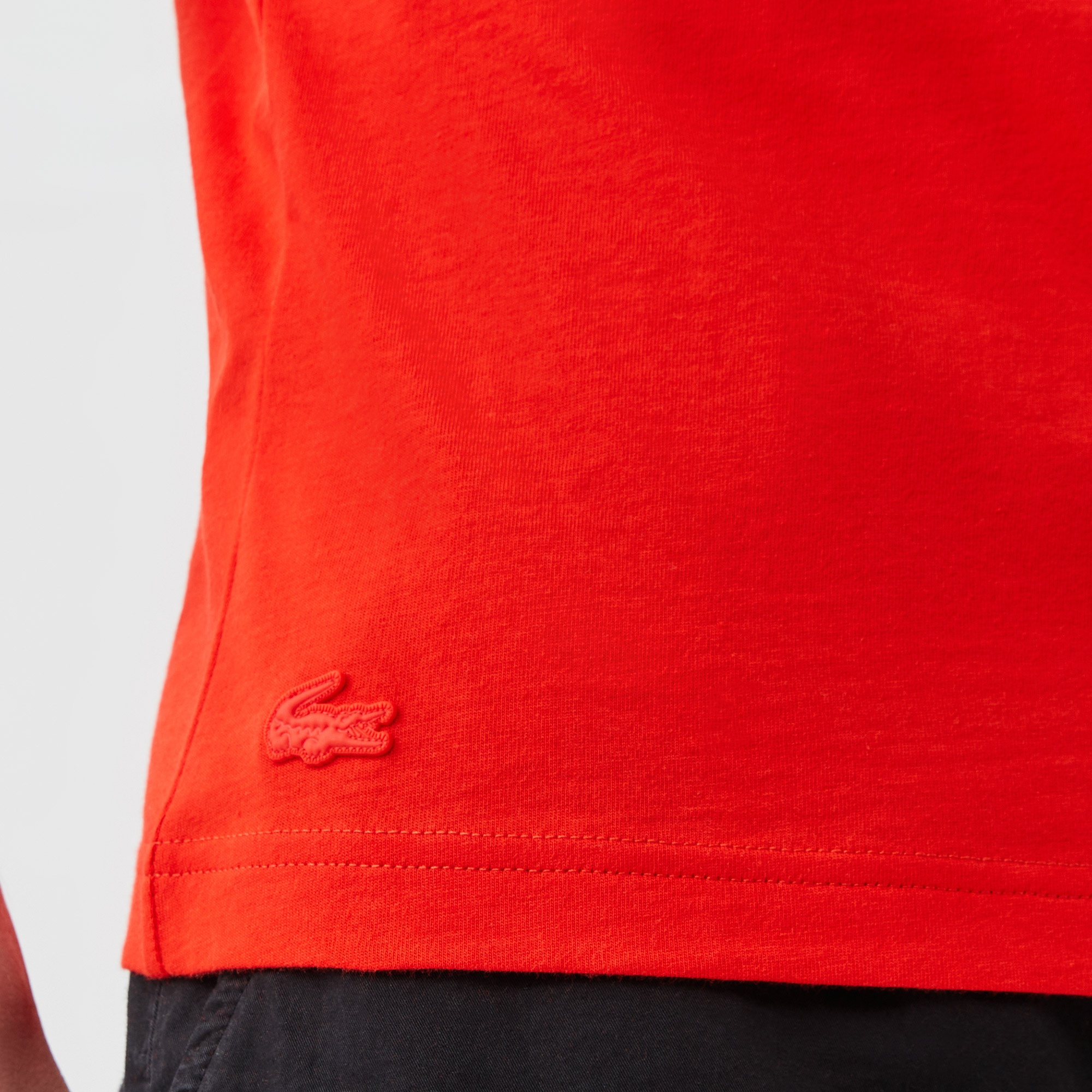 Lacoste Erkek Regular Fit Bisiklet Yaka Baskılı Kırmızı T-Shirt