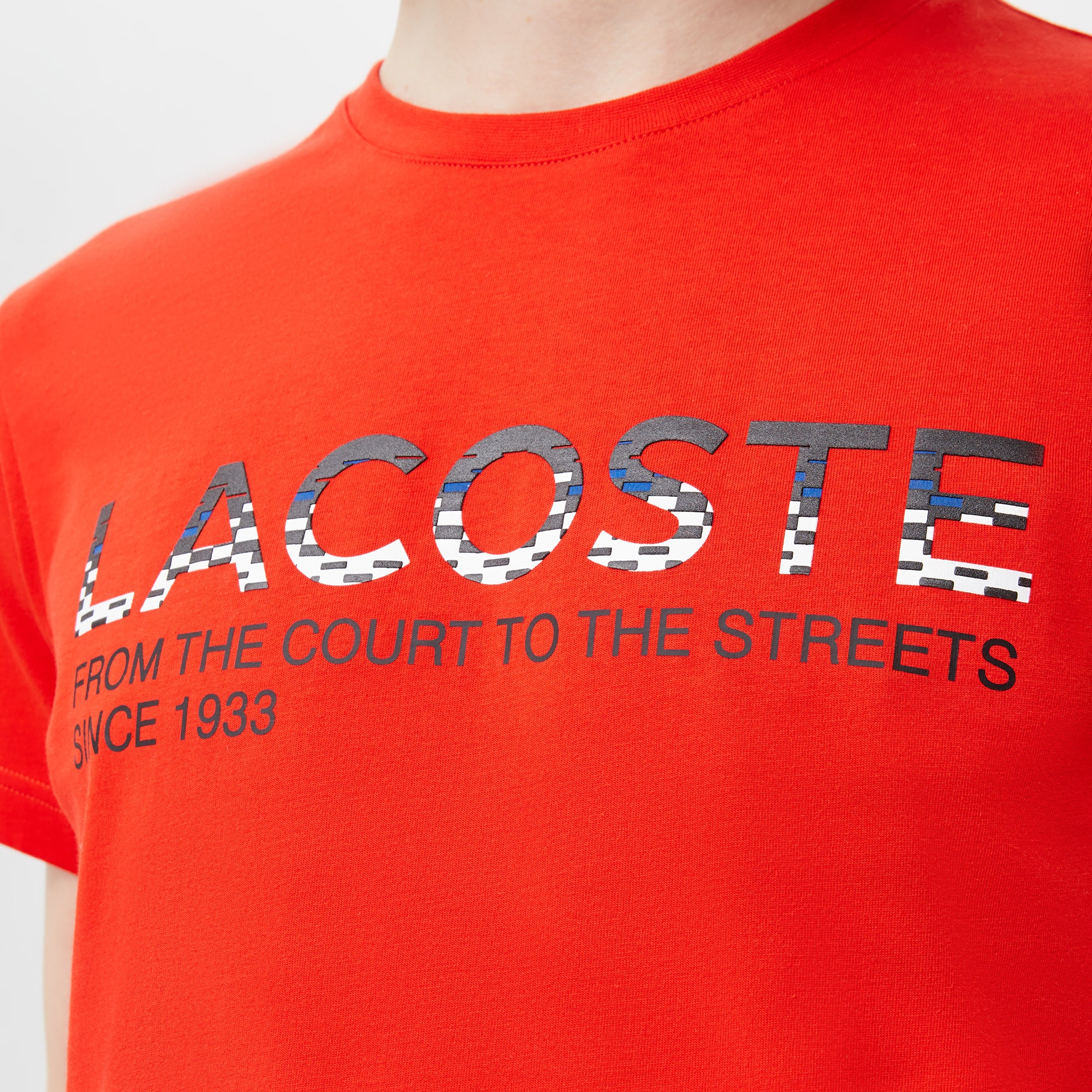 Lacoste Erkek Regular Fit Bisiklet Yaka Baskılı Kırmızı T-Shirt