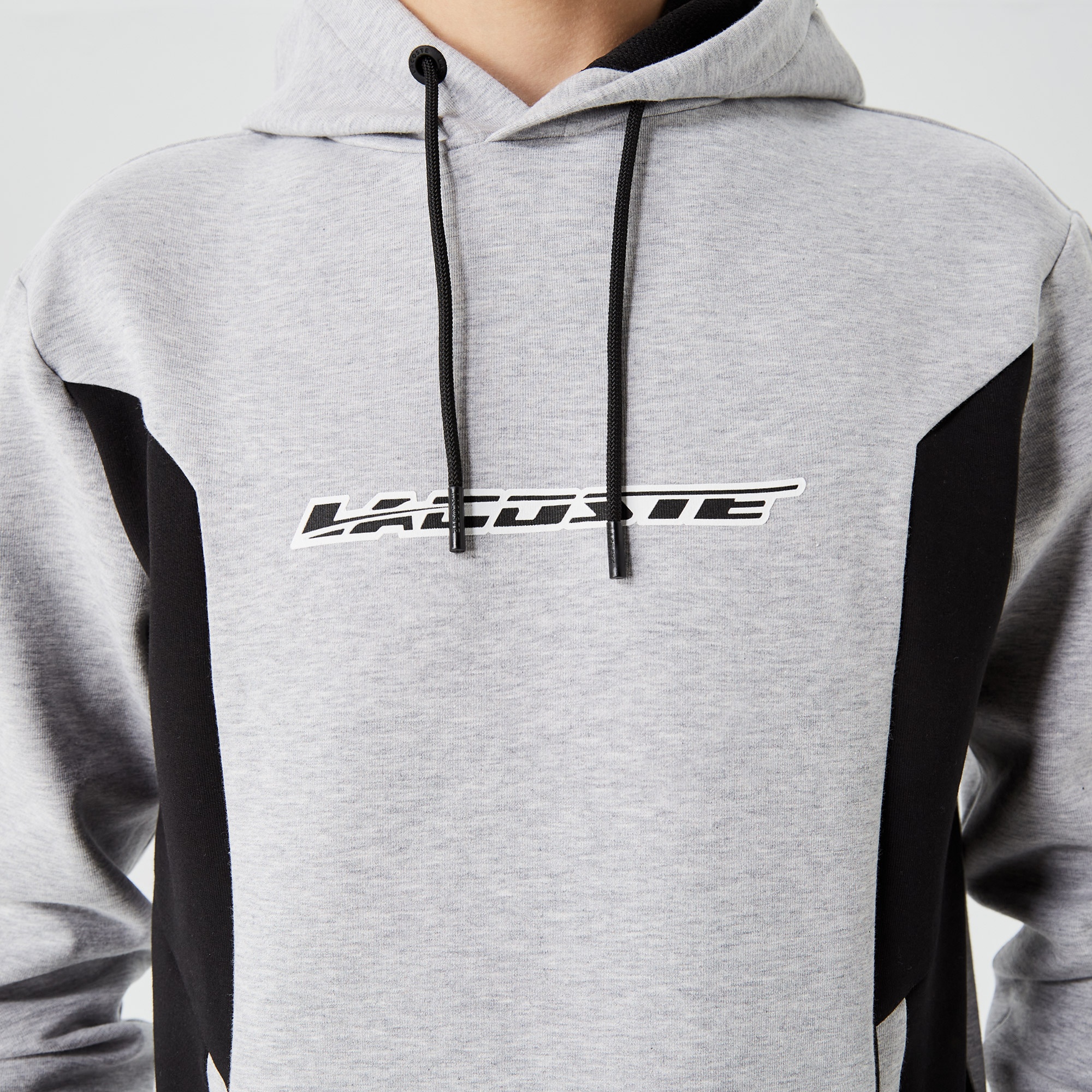 Lacoste Erkek Relaxed Fit Kapüşonlu Baskılı Gri Sweatshirt