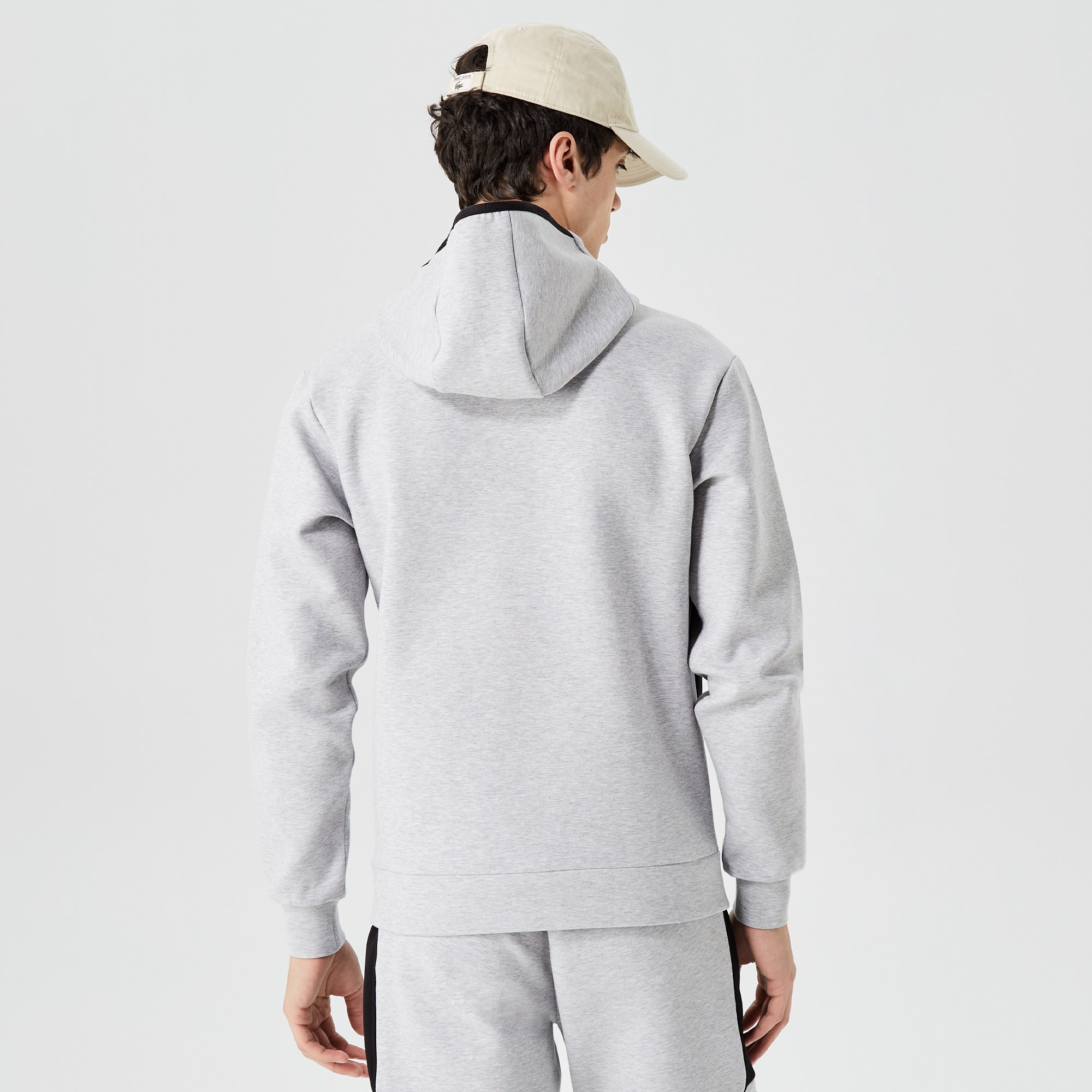 Lacoste Erkek Relaxed Fit Kapüşonlu Baskılı Gri Sweatshirt