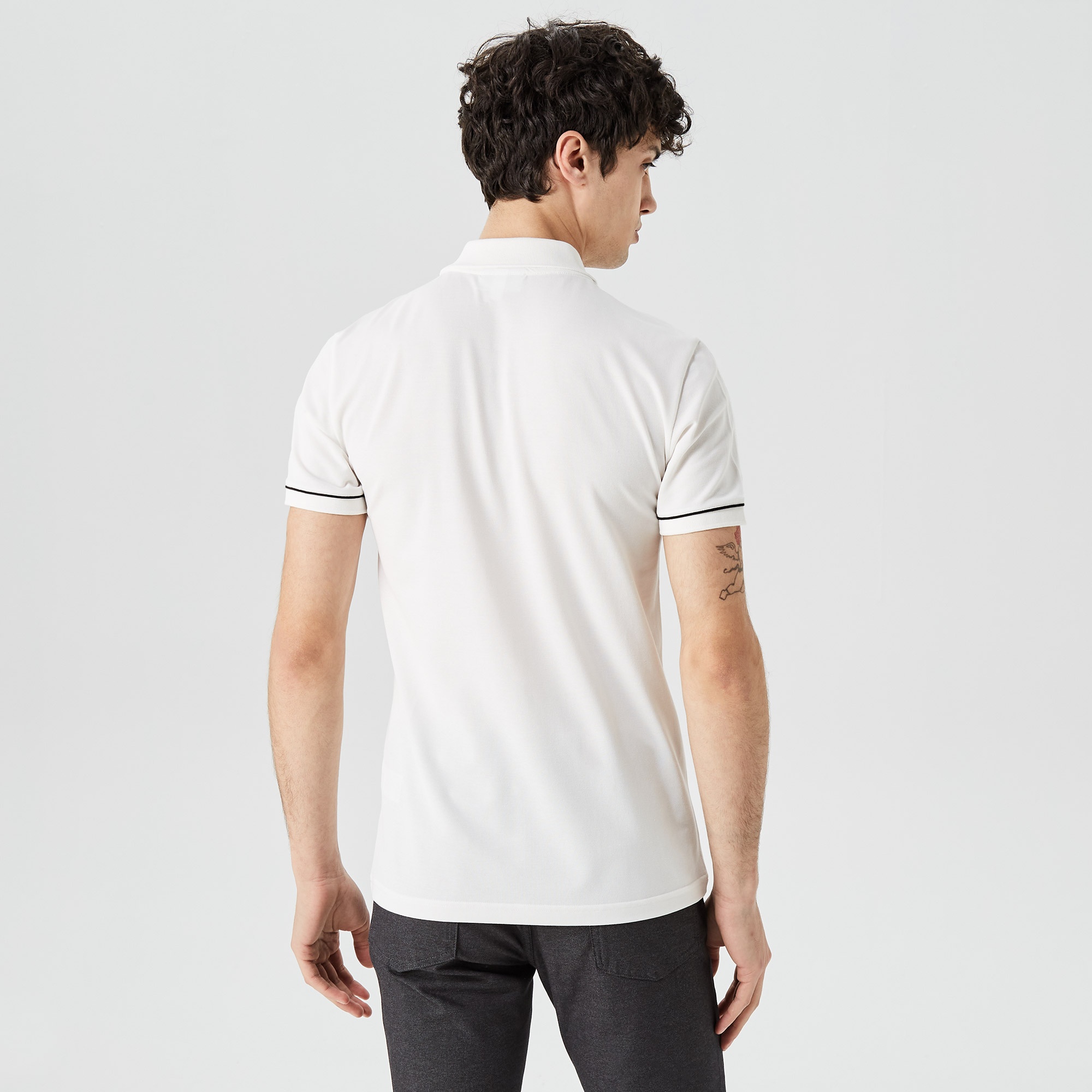 Lacoste Erkek Slim Fit Yarım Fermuarlı Beyaz Polo