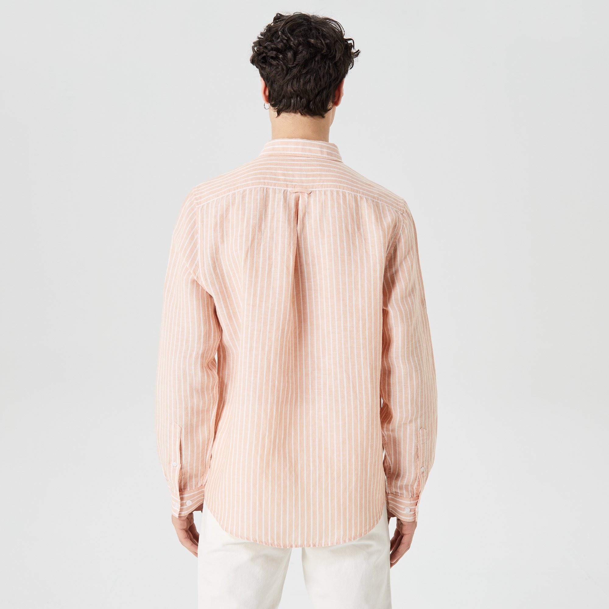 Lacoste Erkek Regular Fit Düğmeli Yaka Çizgili Pembe Gömlek