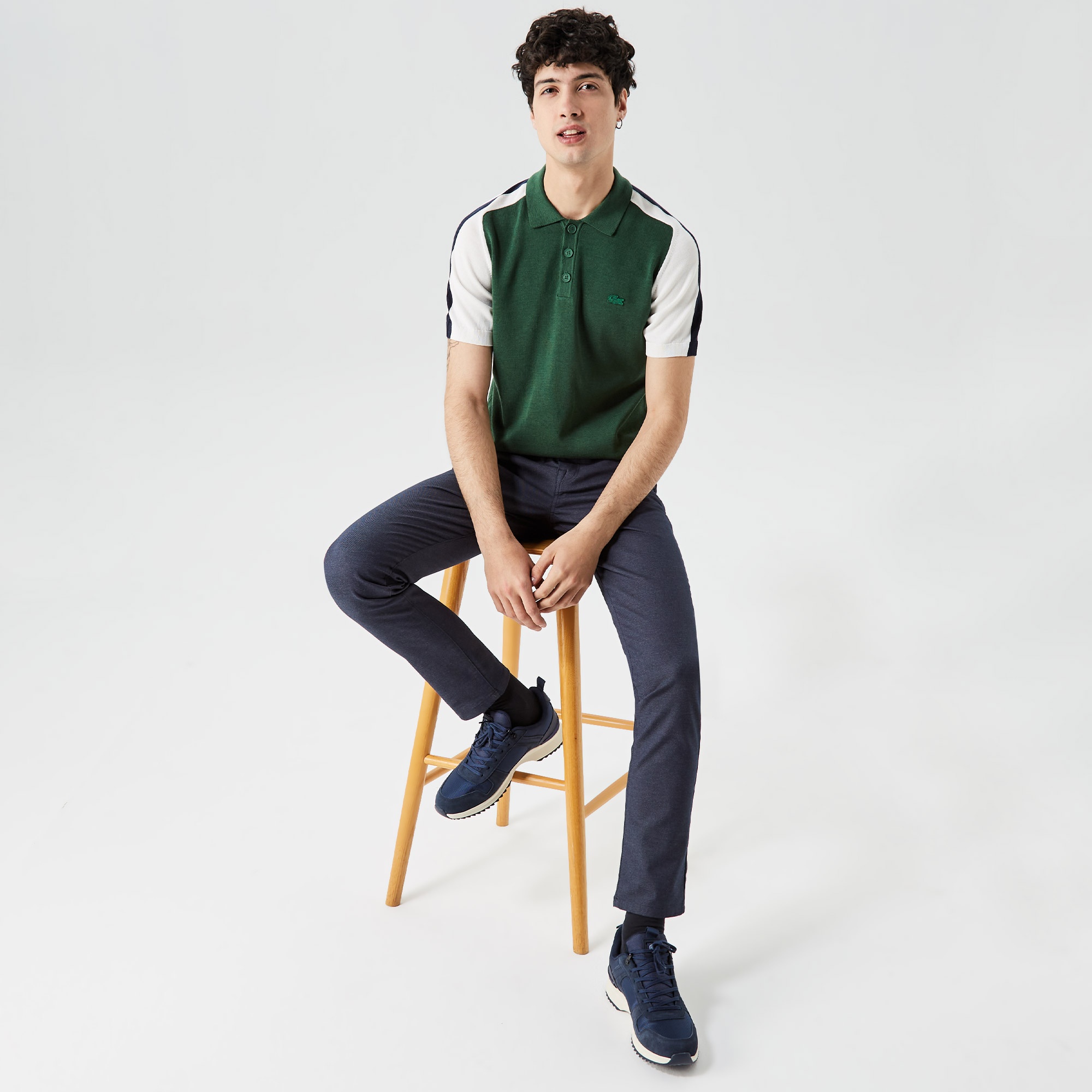 Lacoste Erkek Kısa Kollu Polo Yaka Renk Bloklu Yeşil Triko