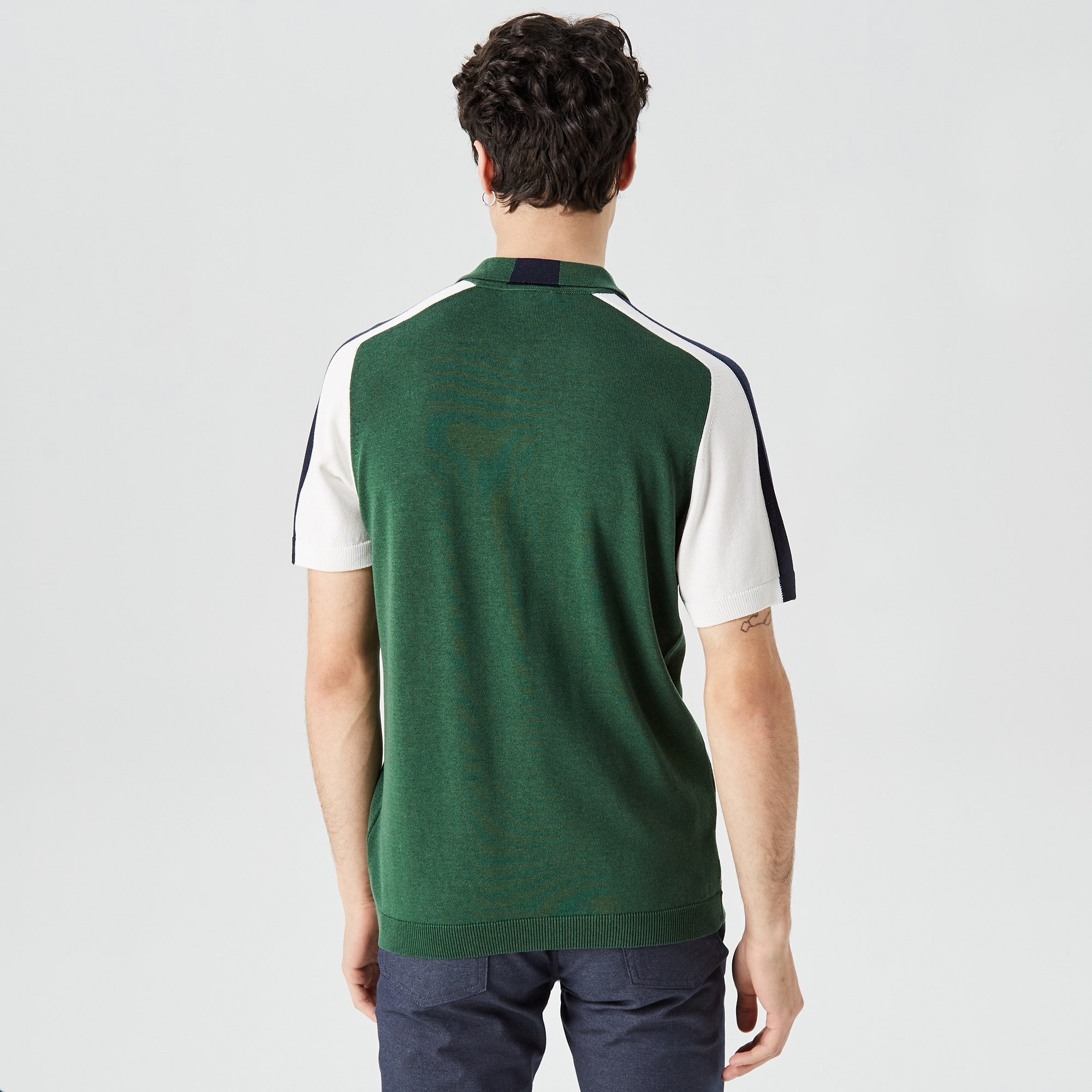 Lacoste Erkek Kısa Kollu Polo Yaka Renk Bloklu Yeşil Triko