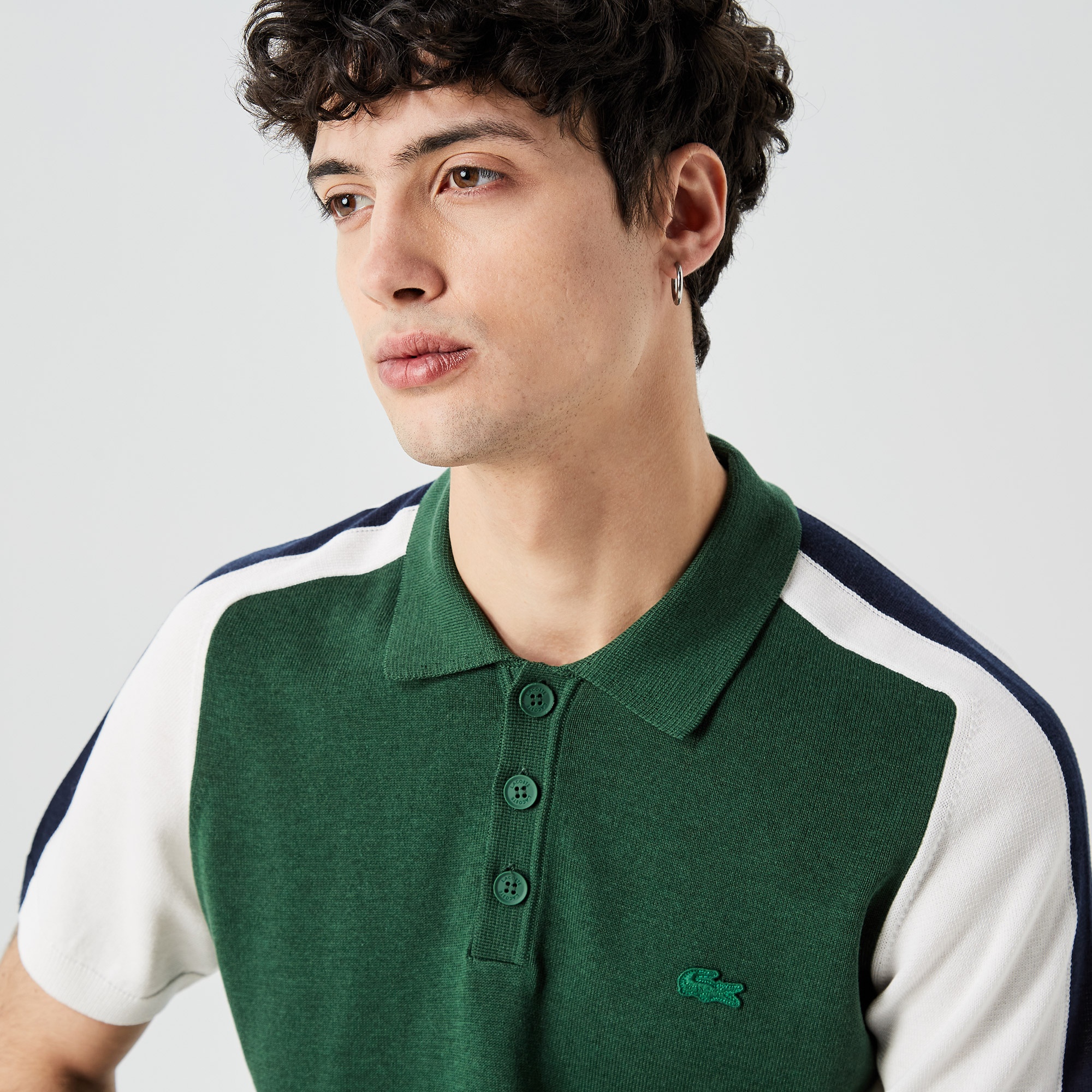 Lacoste Erkek Kısa Kollu Polo Yaka Renk Bloklu Yeşil Triko