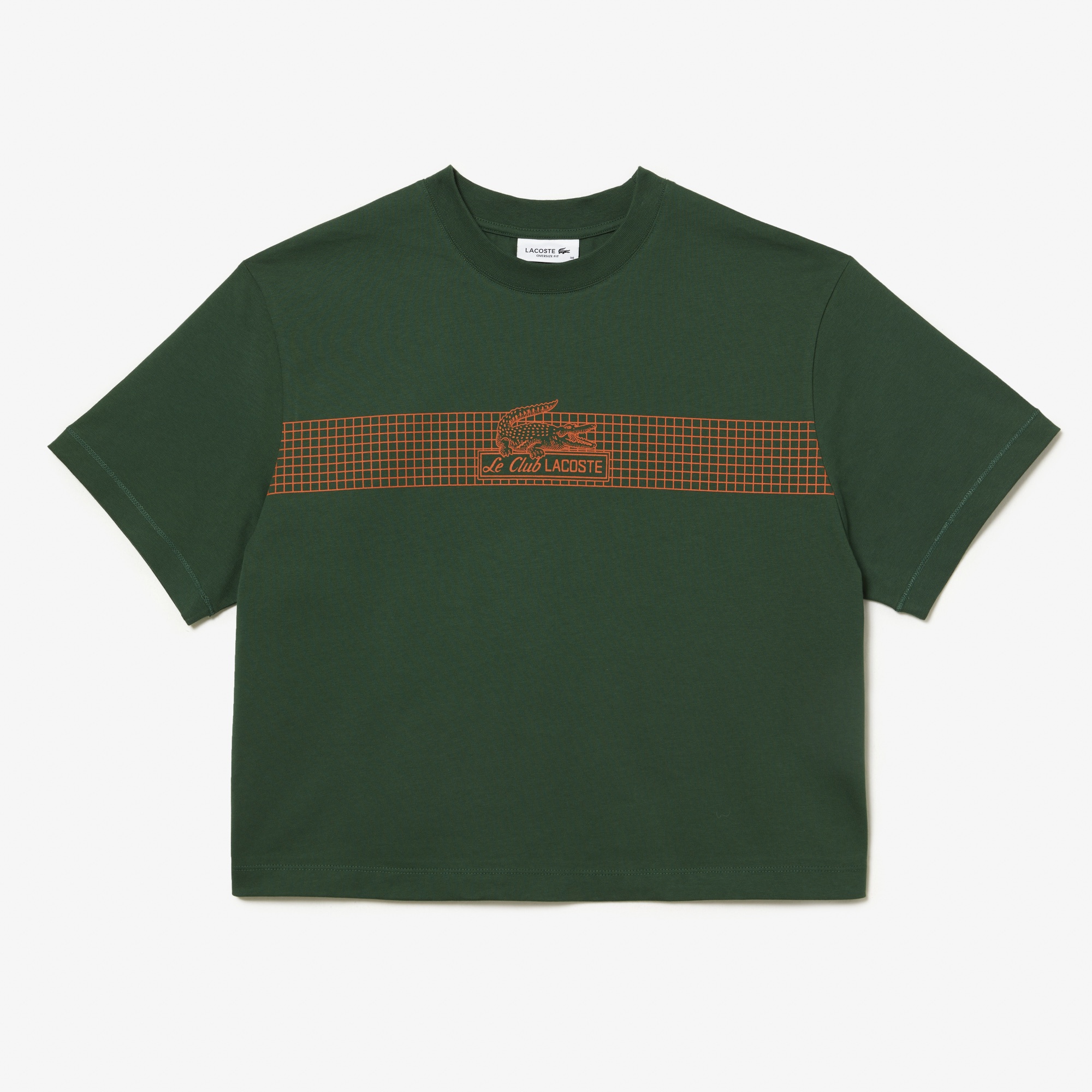 Lacoste Kadın Oversize Bisiklet Yaka Organik Pamuk Baskılı Yeşil T-Shirt