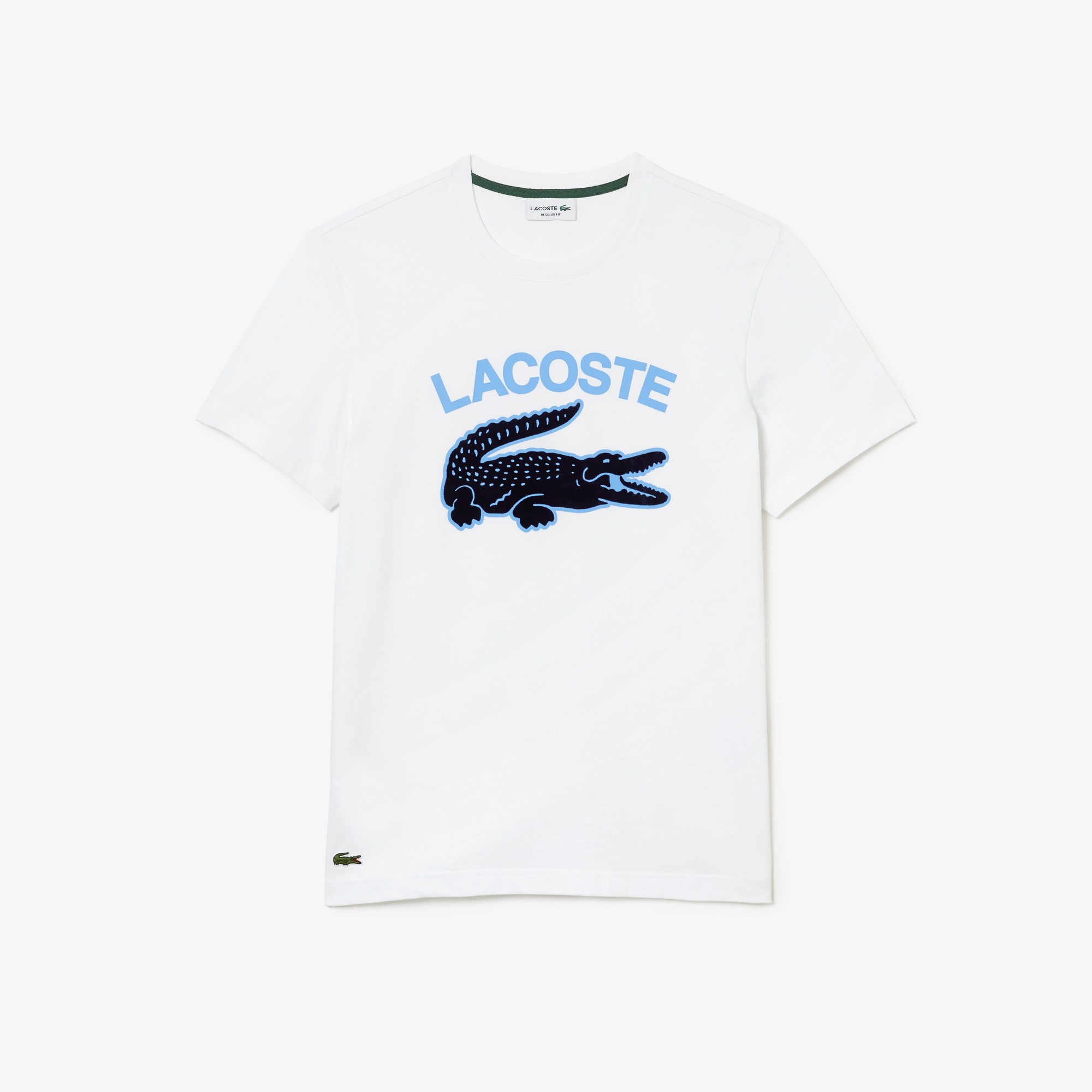 Lacoste Erkek Regular Fit Bisiklet Yaka Baskılı Beyaz T-Shirt