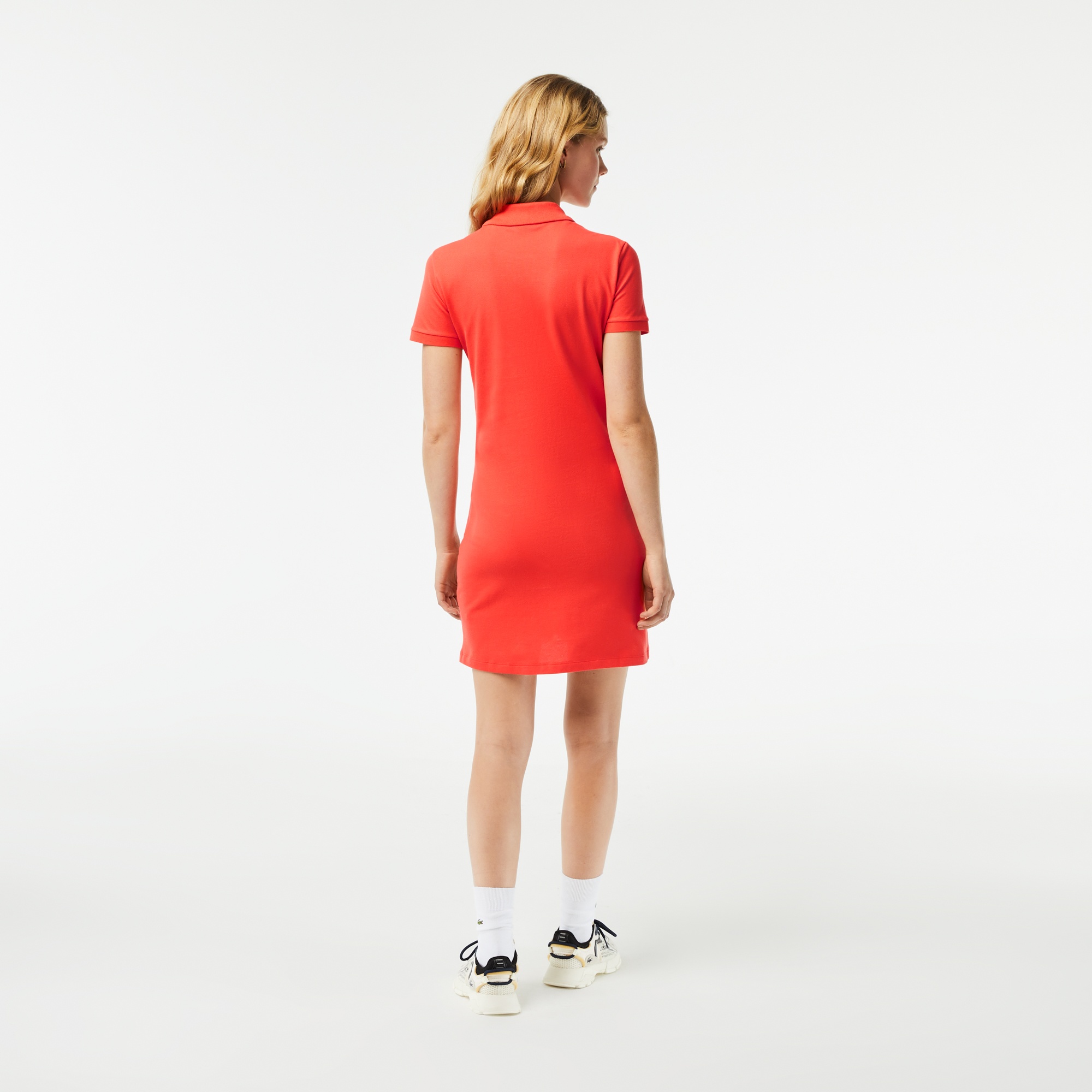 Lacoste Kadın Slim Fit Kısa Kollu Polo Yaka Turuncu Elbise