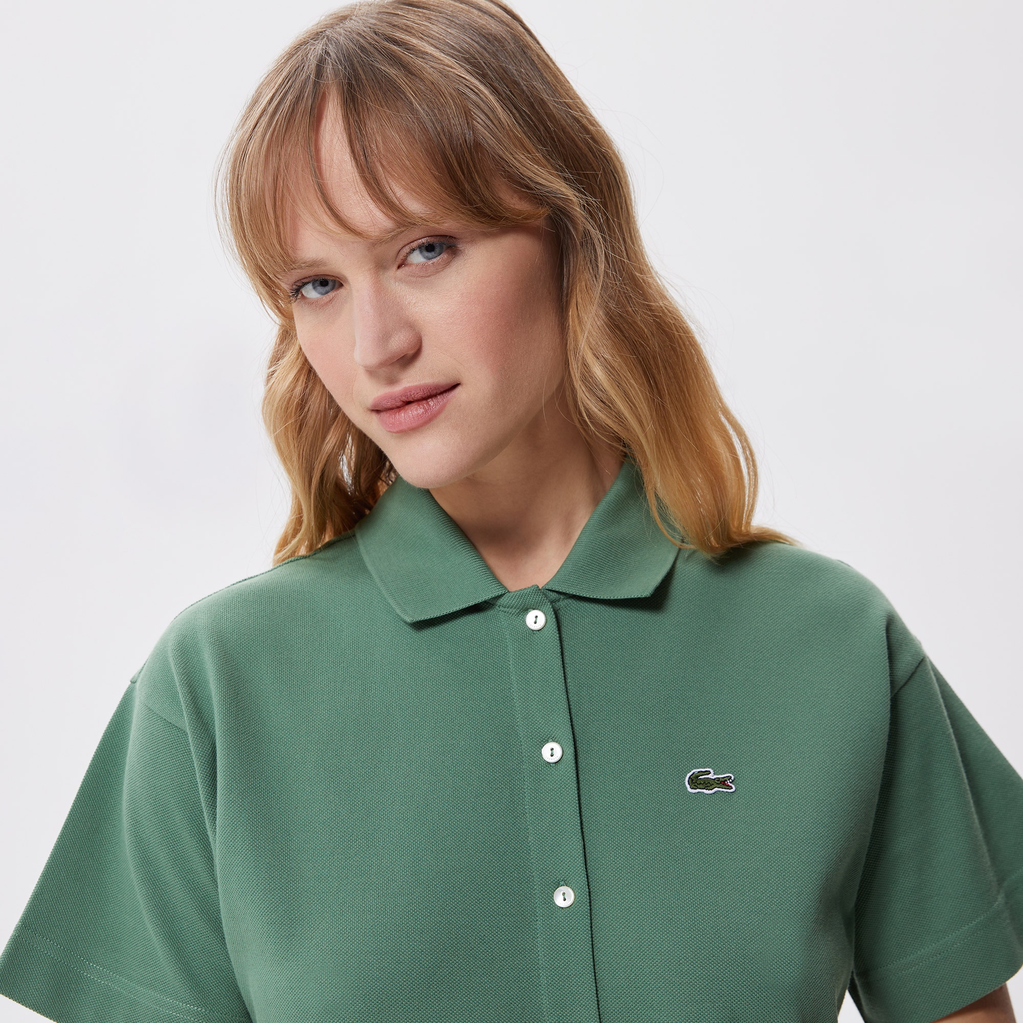 Lacoste Kadın Regular Fit Kısa Kollu Polo Yaka Yeşil Elbise