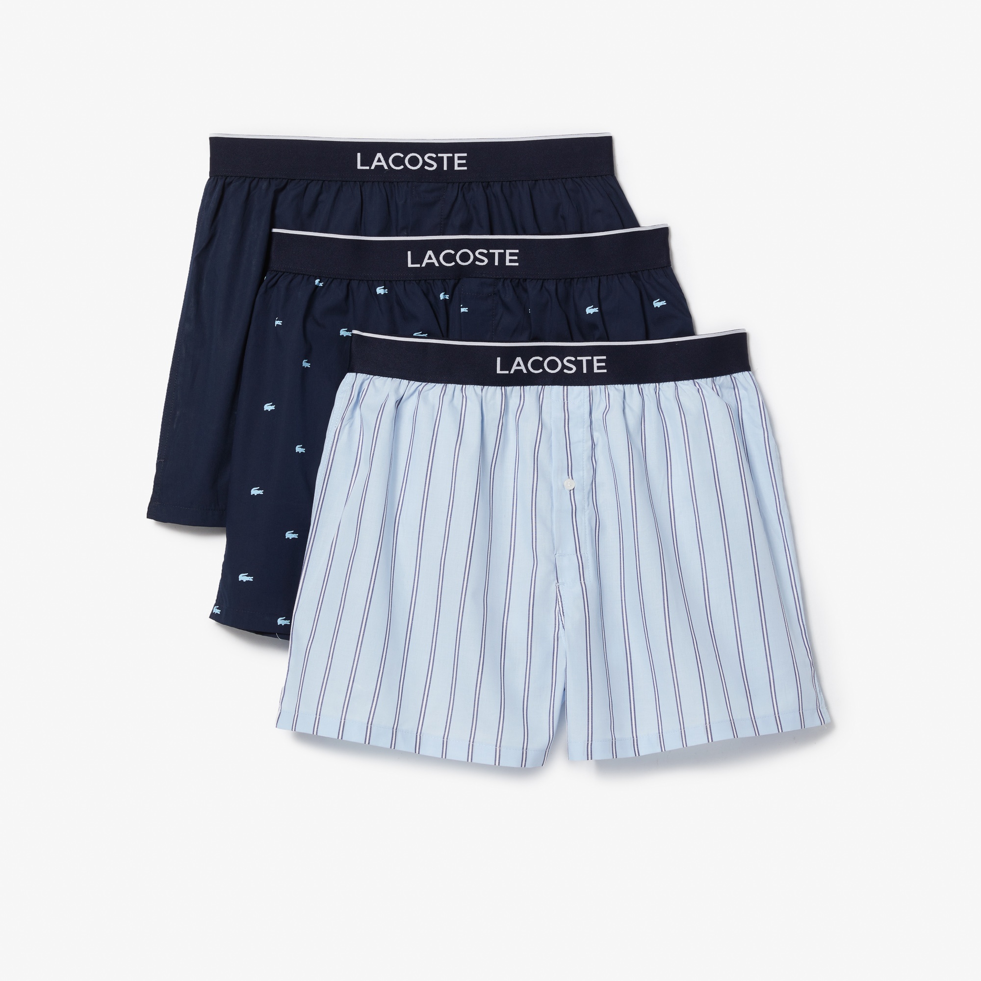 Lacoste Erkek Baskılı 3'lü Lacivert Boxer