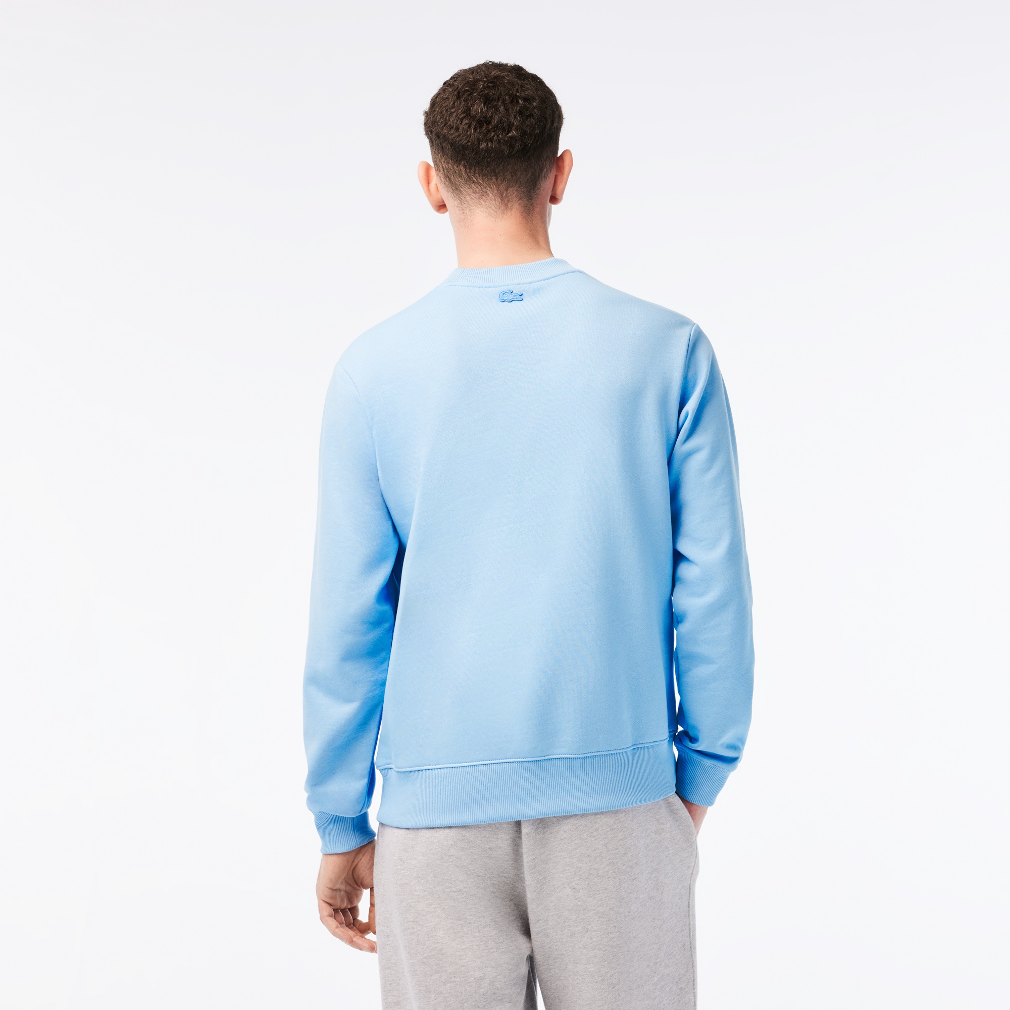Lacoste x Netflix Erkek Regular Fit Bisiklet Yaka Baskılı Açık Mavi Sweatshirt