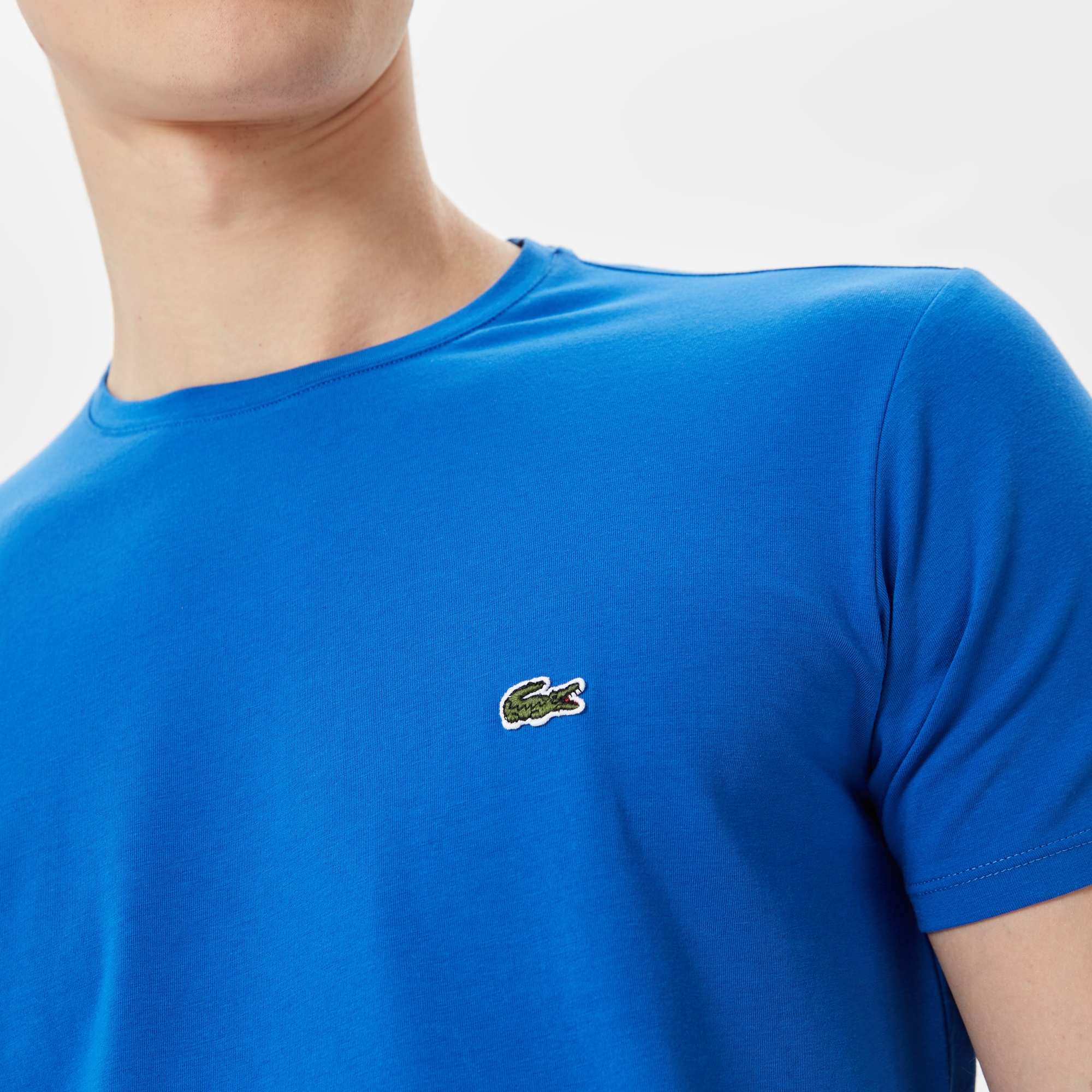 Lacoste Erkek Slim Fit Bisiklet Yaka Mavi T-Shirt