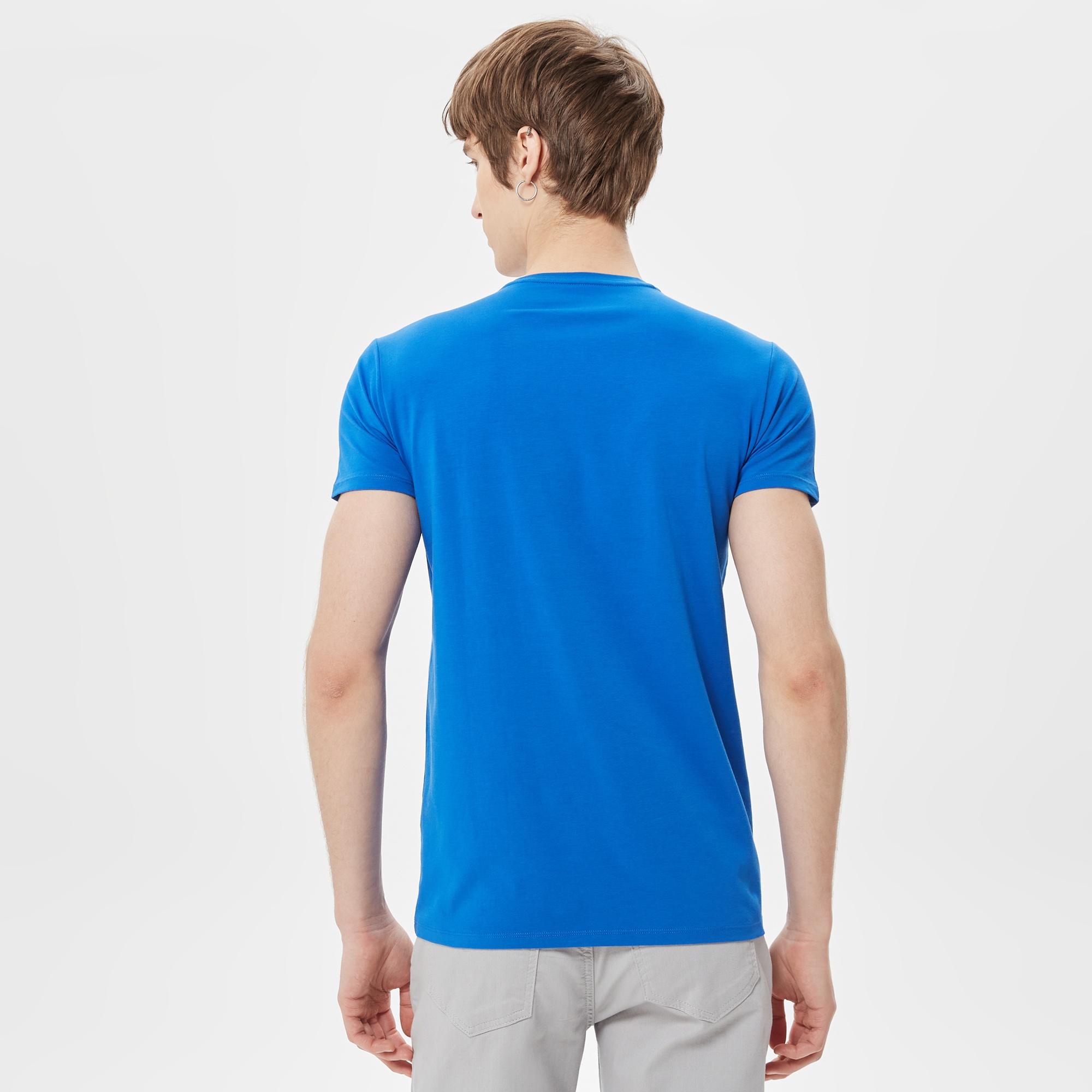 Lacoste Erkek Slim Fit Bisiklet Yaka Mavi T-Shirt