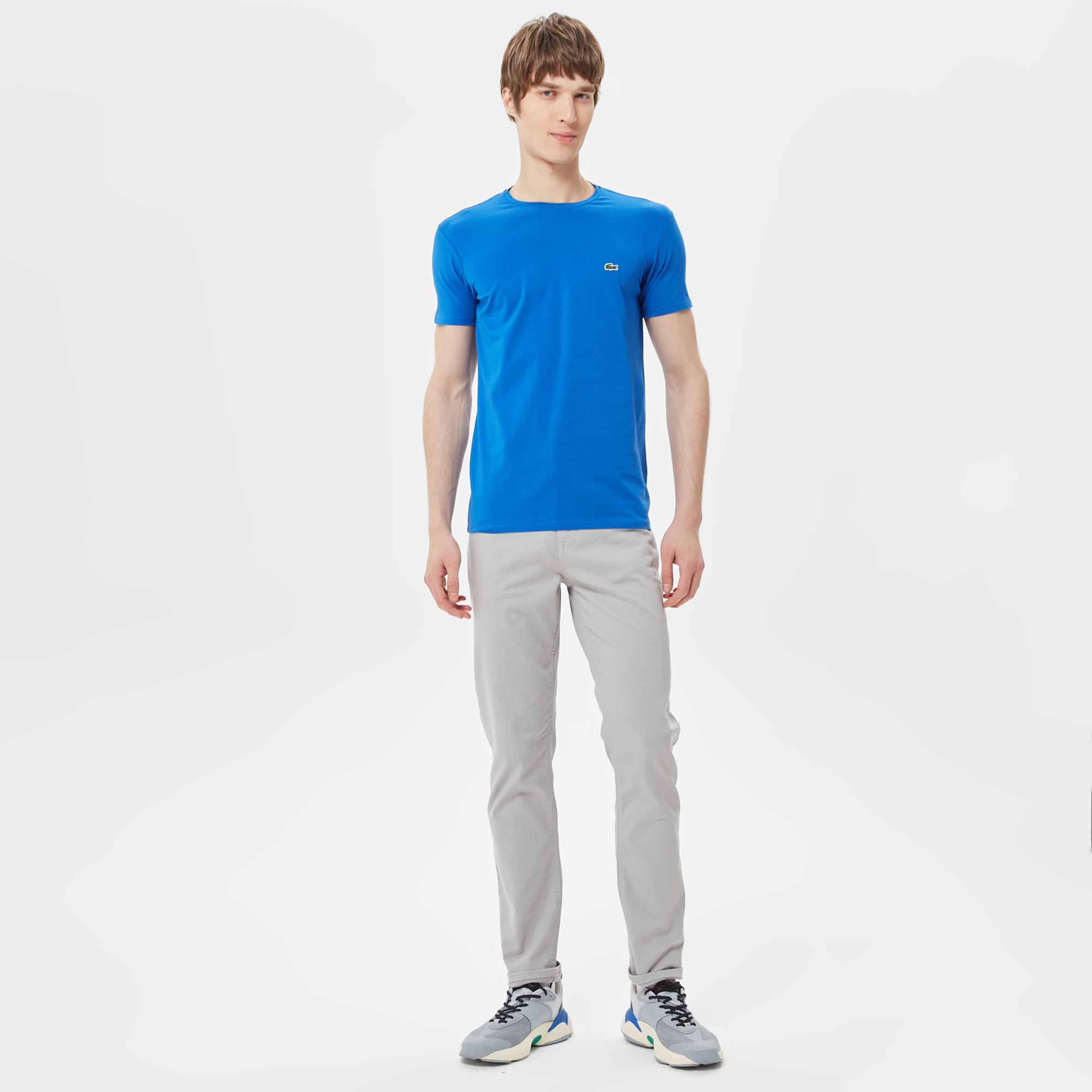 Lacoste Erkek Slim Fit Bisiklet Yaka Mavi T-Shirt