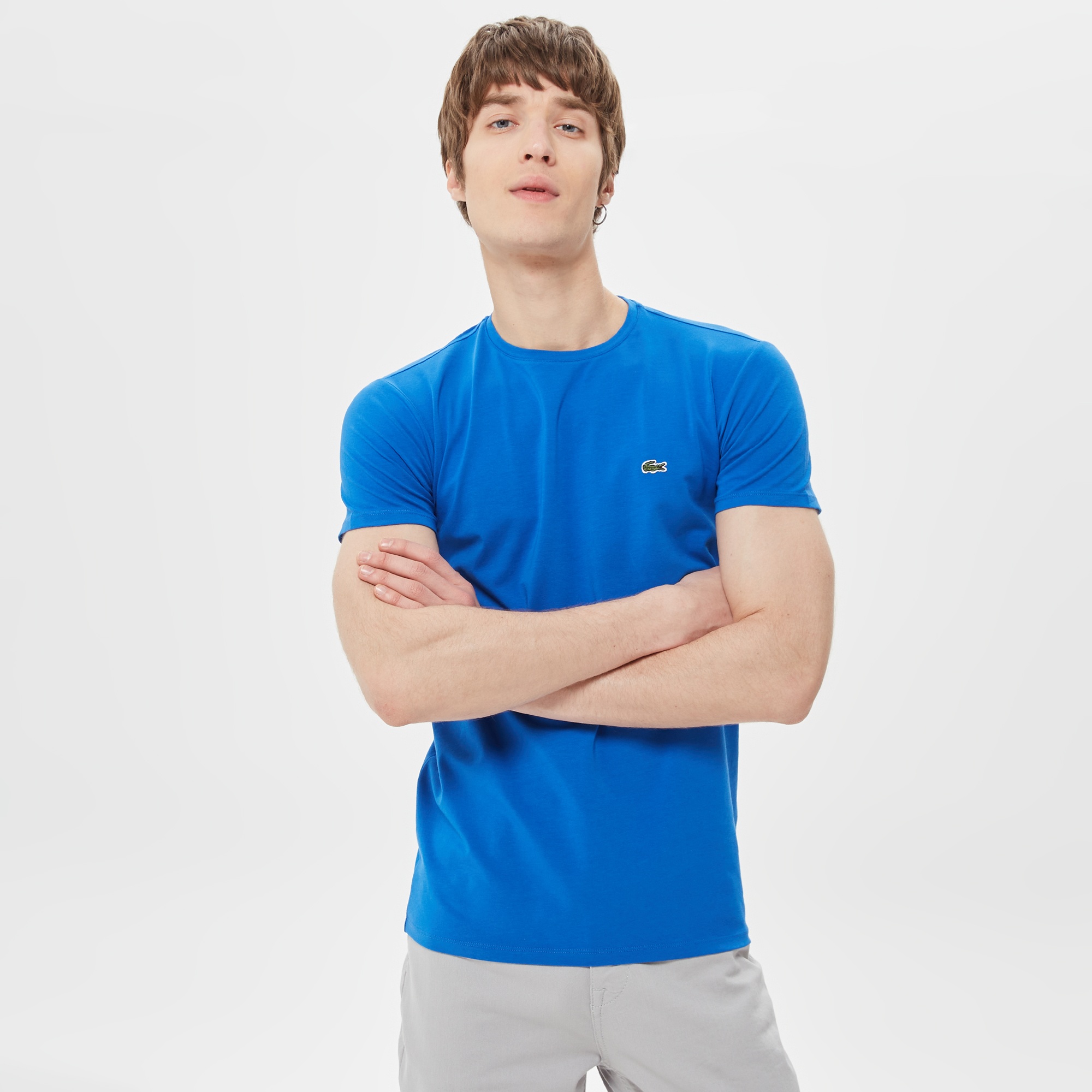 Lacoste Erkek Slim Fit Bisiklet Yaka Mavi T-Shirt