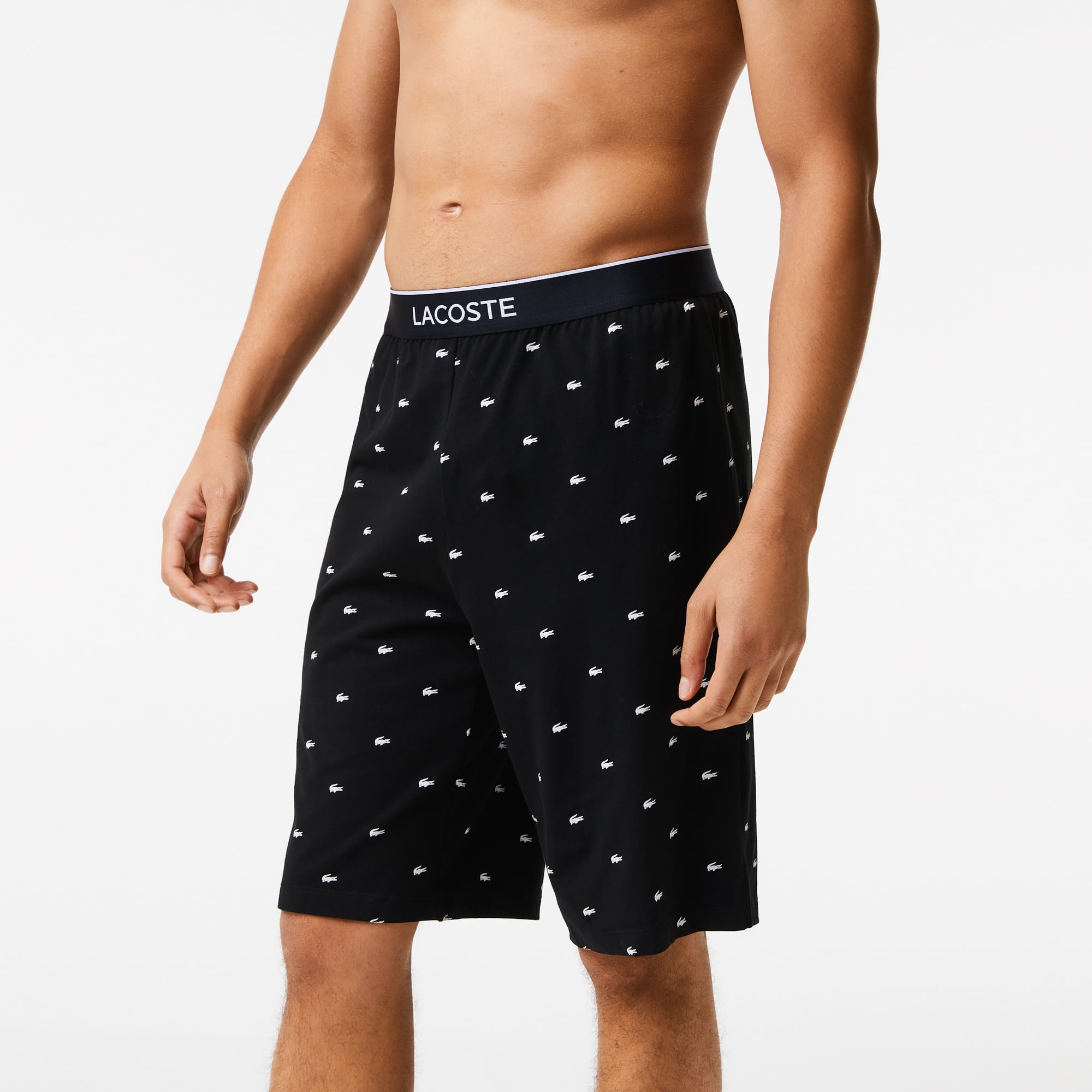 Lacoste Erkek Relaxed Fit Baskılı Siyah Pijama Takımı