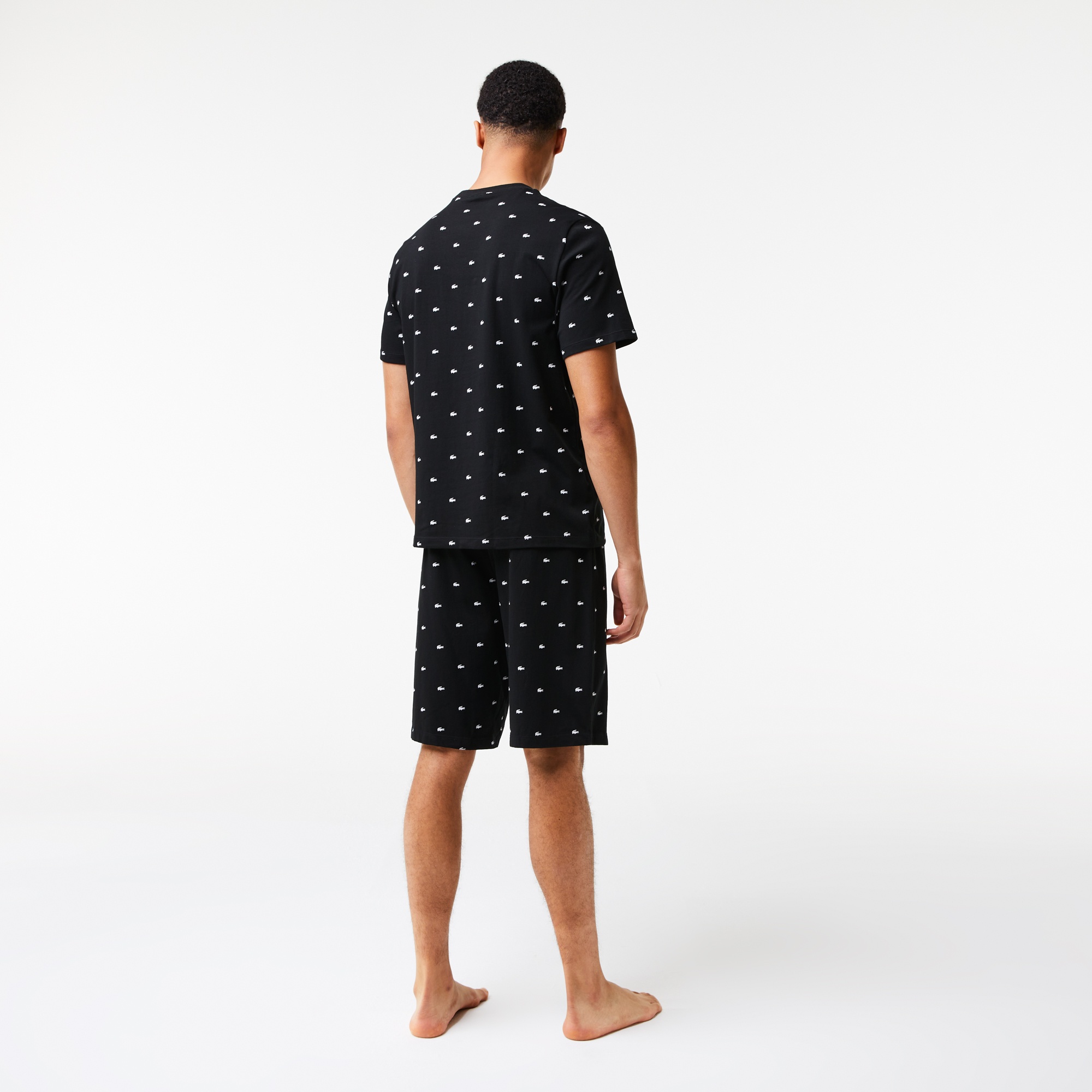 Lacoste Erkek Relaxed Fit Baskılı Siyah Pijama Takımı