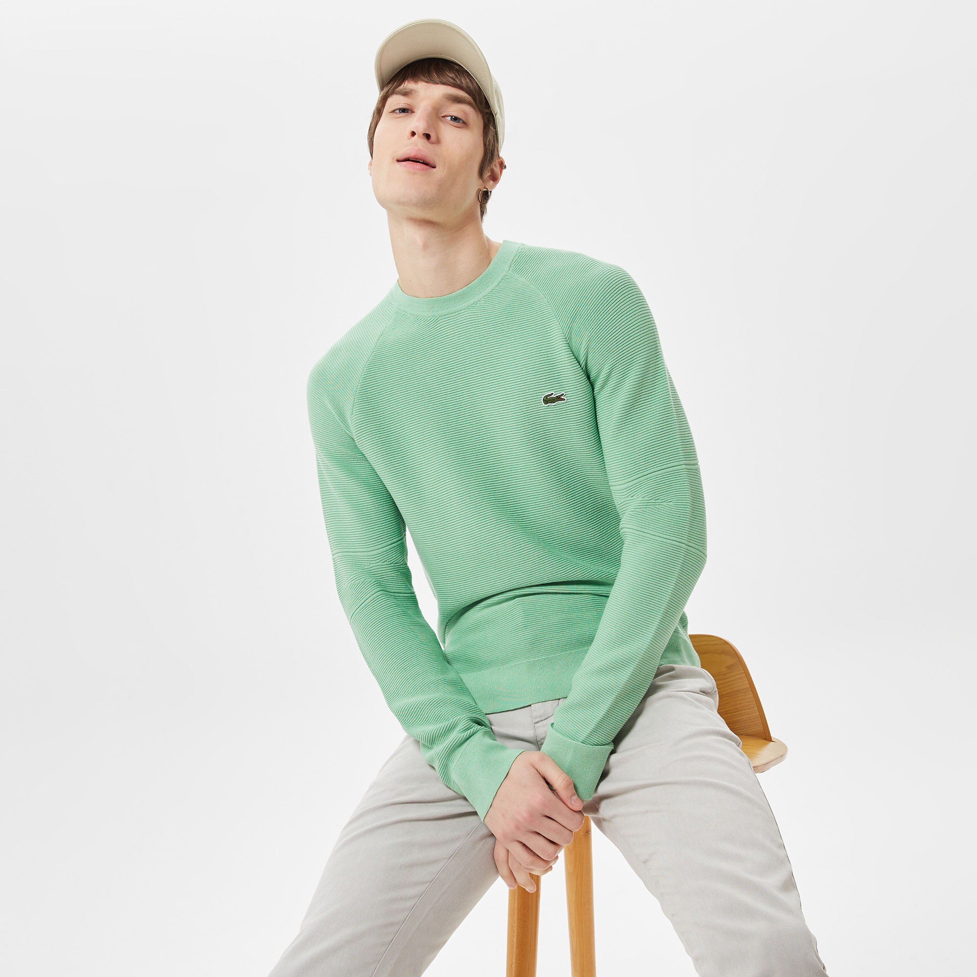 Lacoste Erkek Regular Fit Bisiklet Yaka Yeşil Kazak