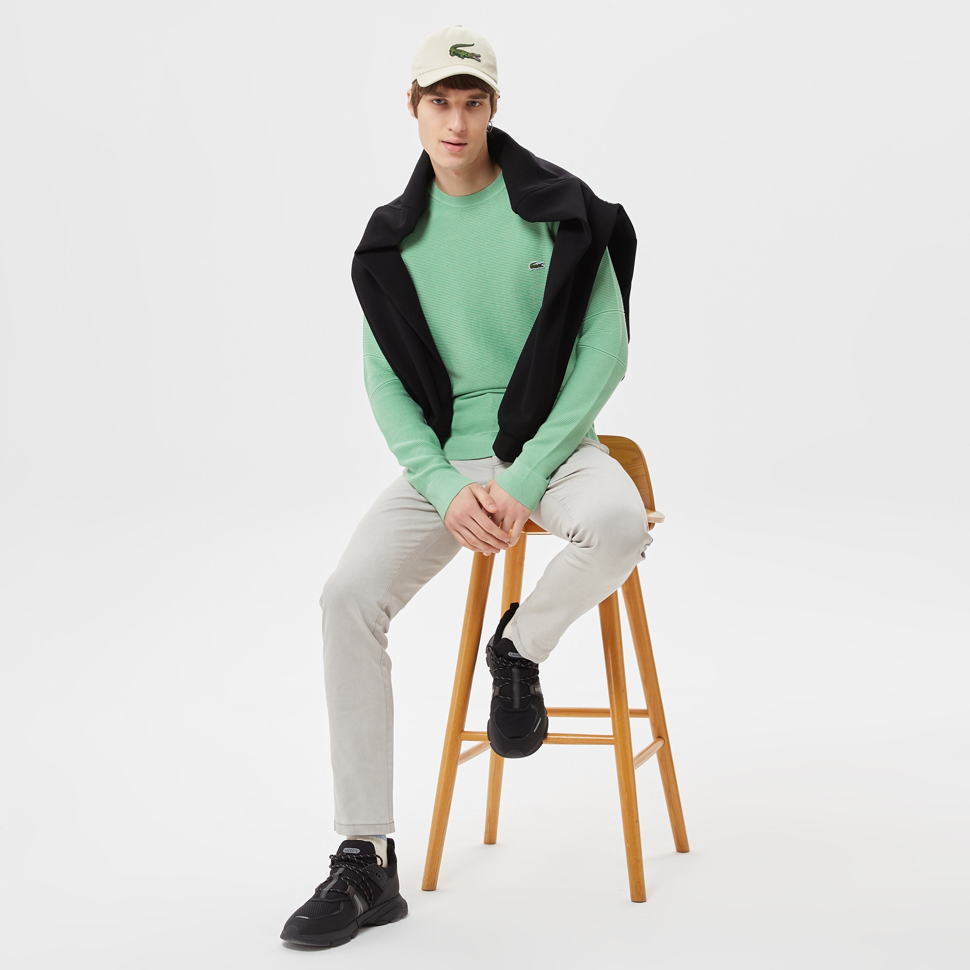 Lacoste Erkek Regular Fit Bisiklet Yaka Yeşil Kazak