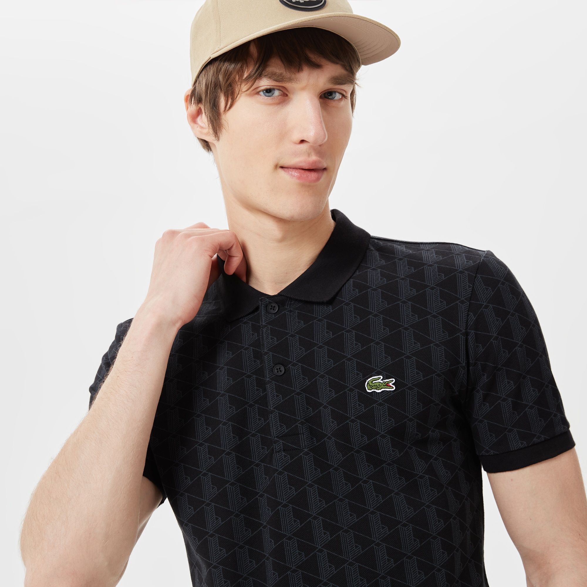 Lacoste Erkek Regular Fit Monogram Siyah Polo