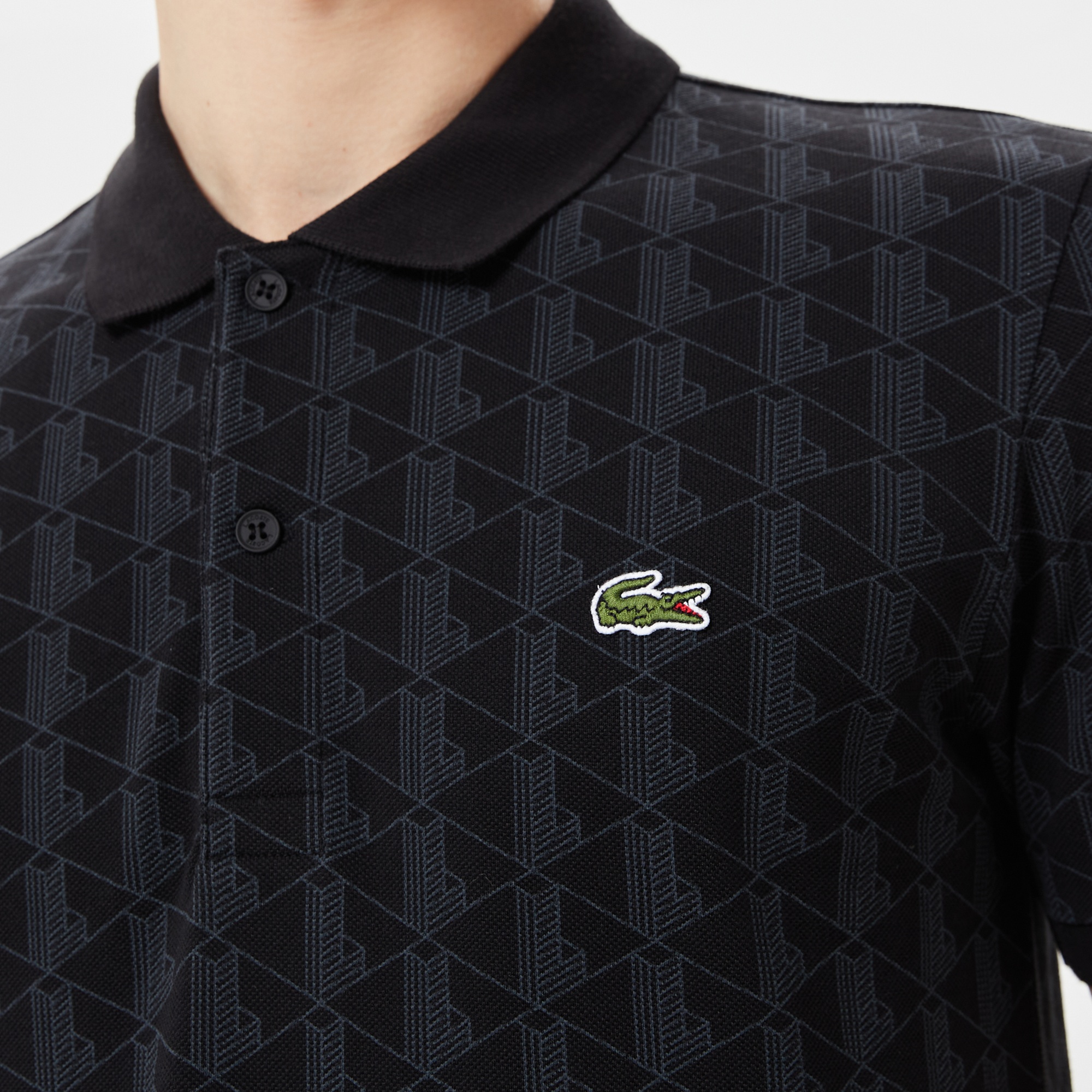 Lacoste Erkek Regular Fit Monogram Siyah Polo