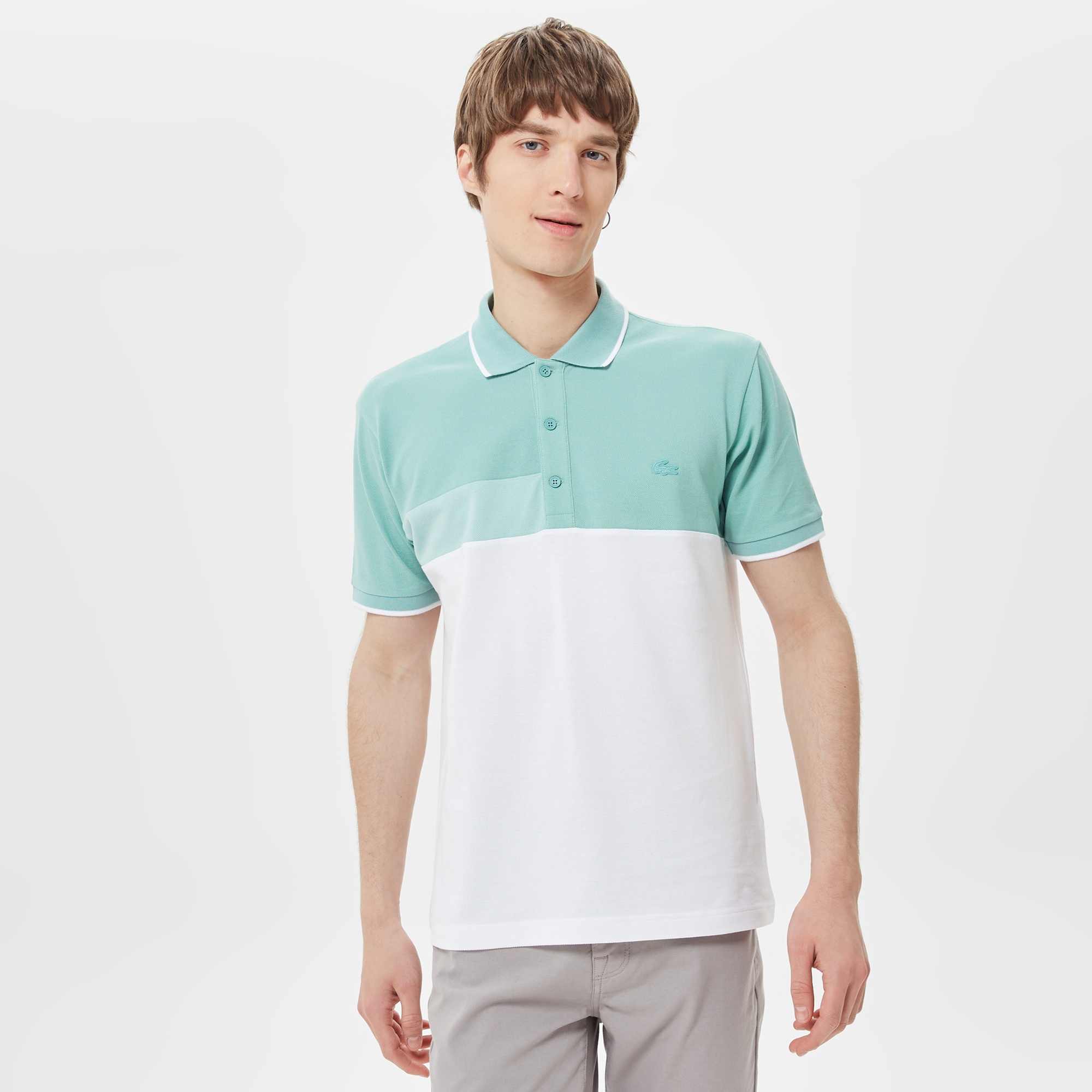 Lacoste Erkek Relaxed Fit Renk Bloklu Yeşil Polo