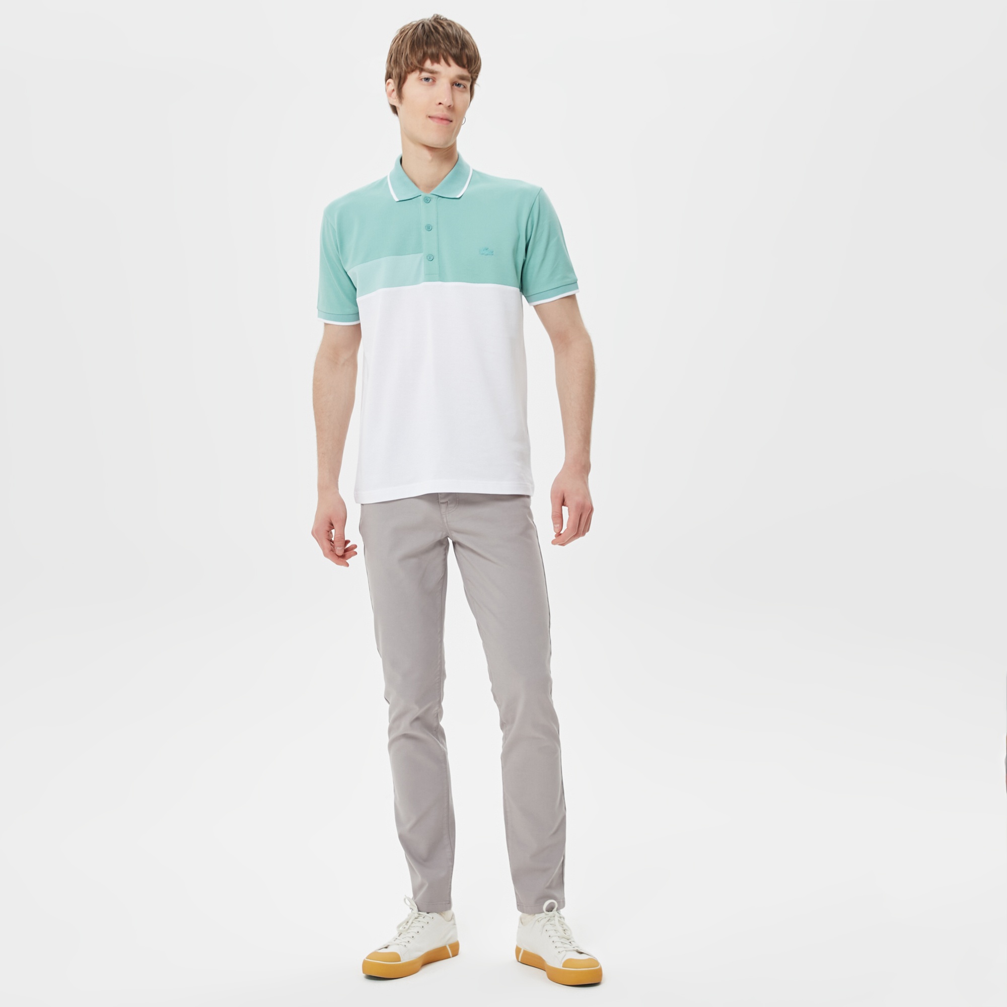 Lacoste Erkek Relaxed Fit Renk Bloklu Yeşil Polo