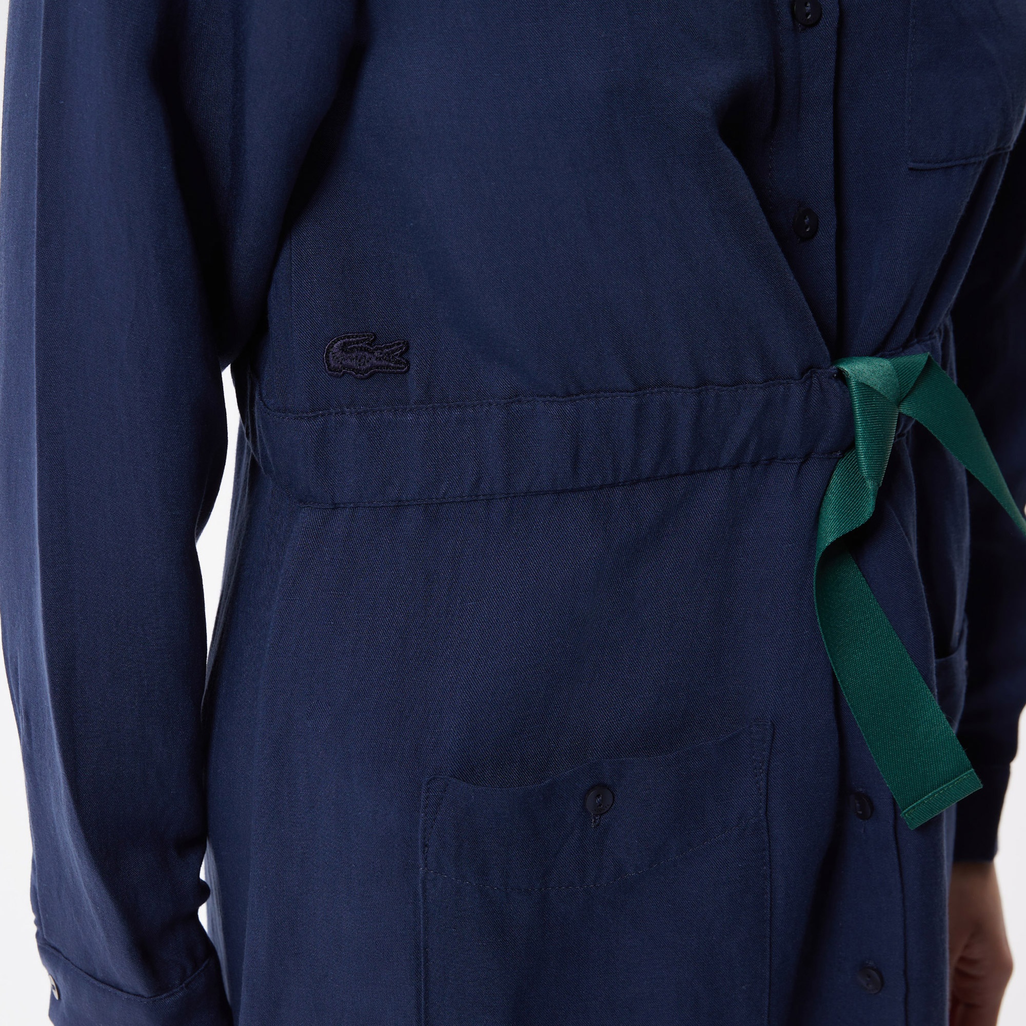 Lacoste Kadın Relaxed Fit Uzun Kollu Gömlek Yaka Lacivert Elbise