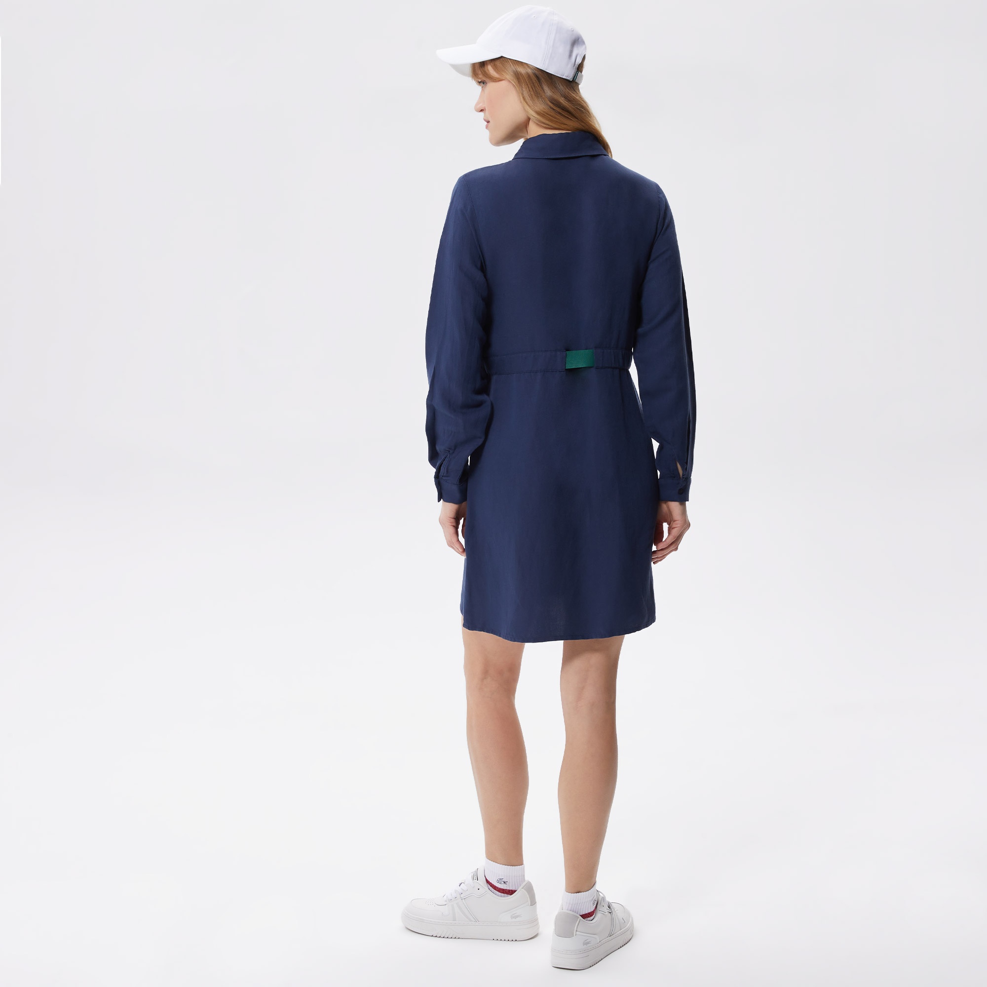 Lacoste Kadın Relaxed Fit Uzun Kollu Gömlek Yaka Lacivert Elbise