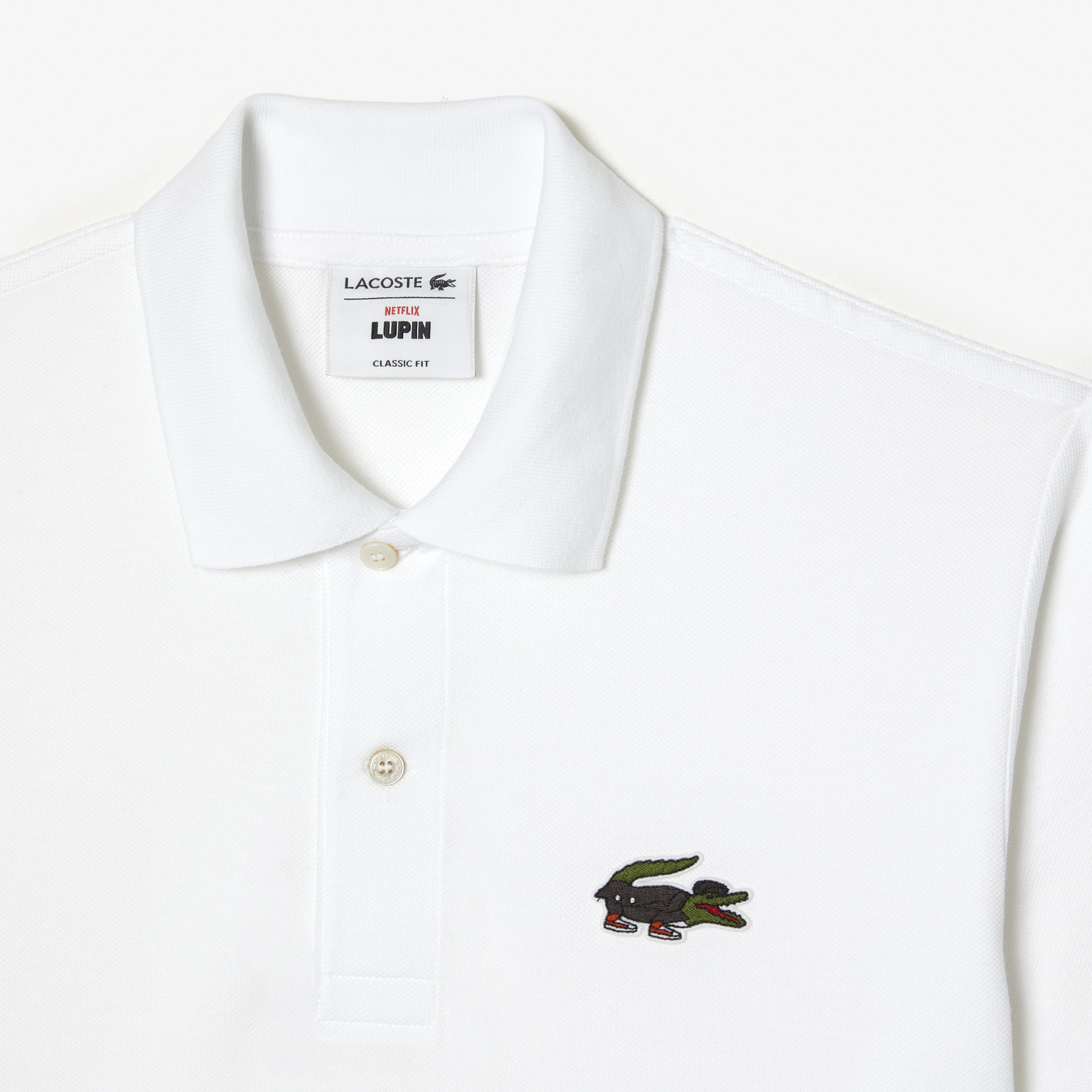 Lacoste x Netflix Erkek Classic Fit Beyaz Polo