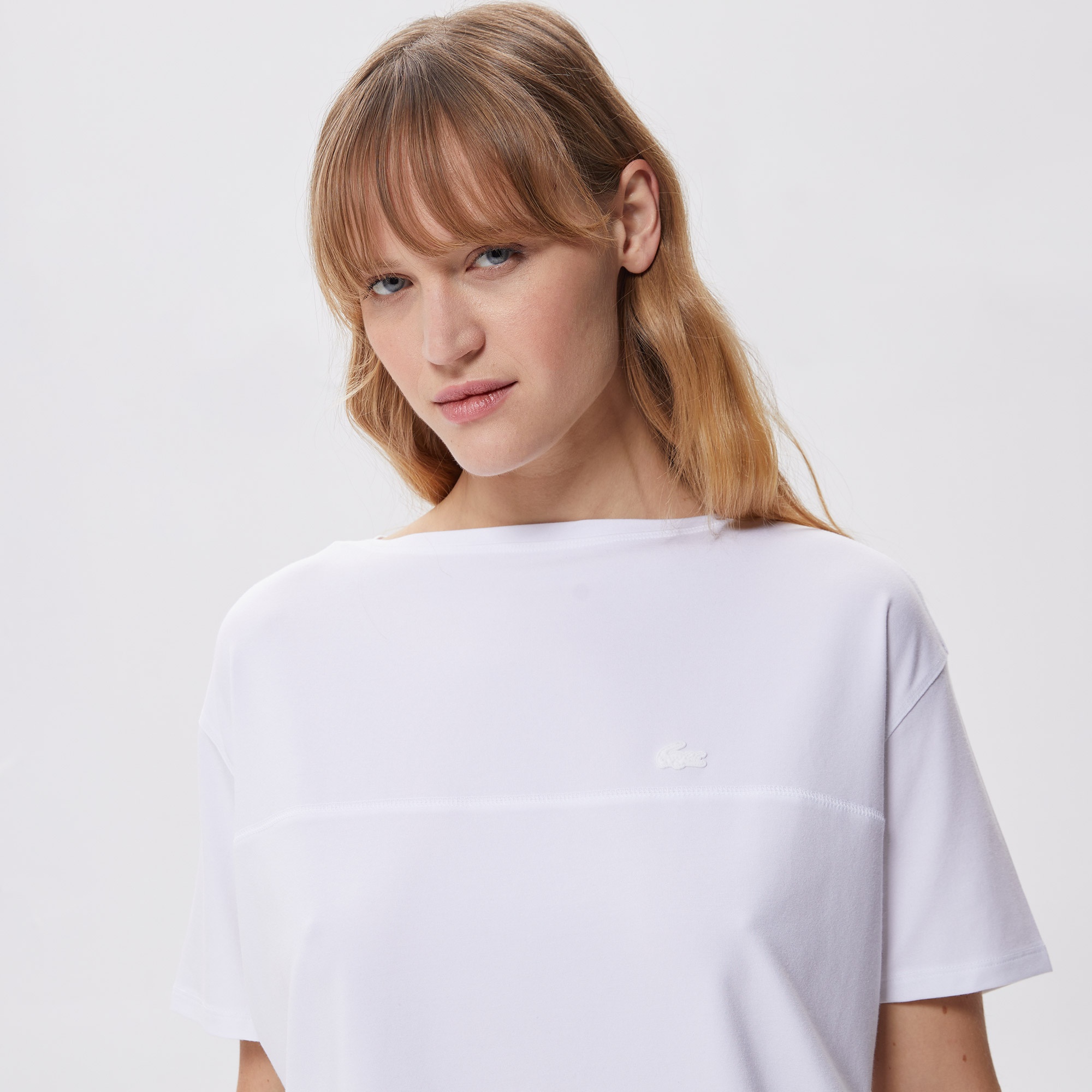 Lacoste Kadın Regular Fit Bisiklet Yaka Beyaz T-Shirt