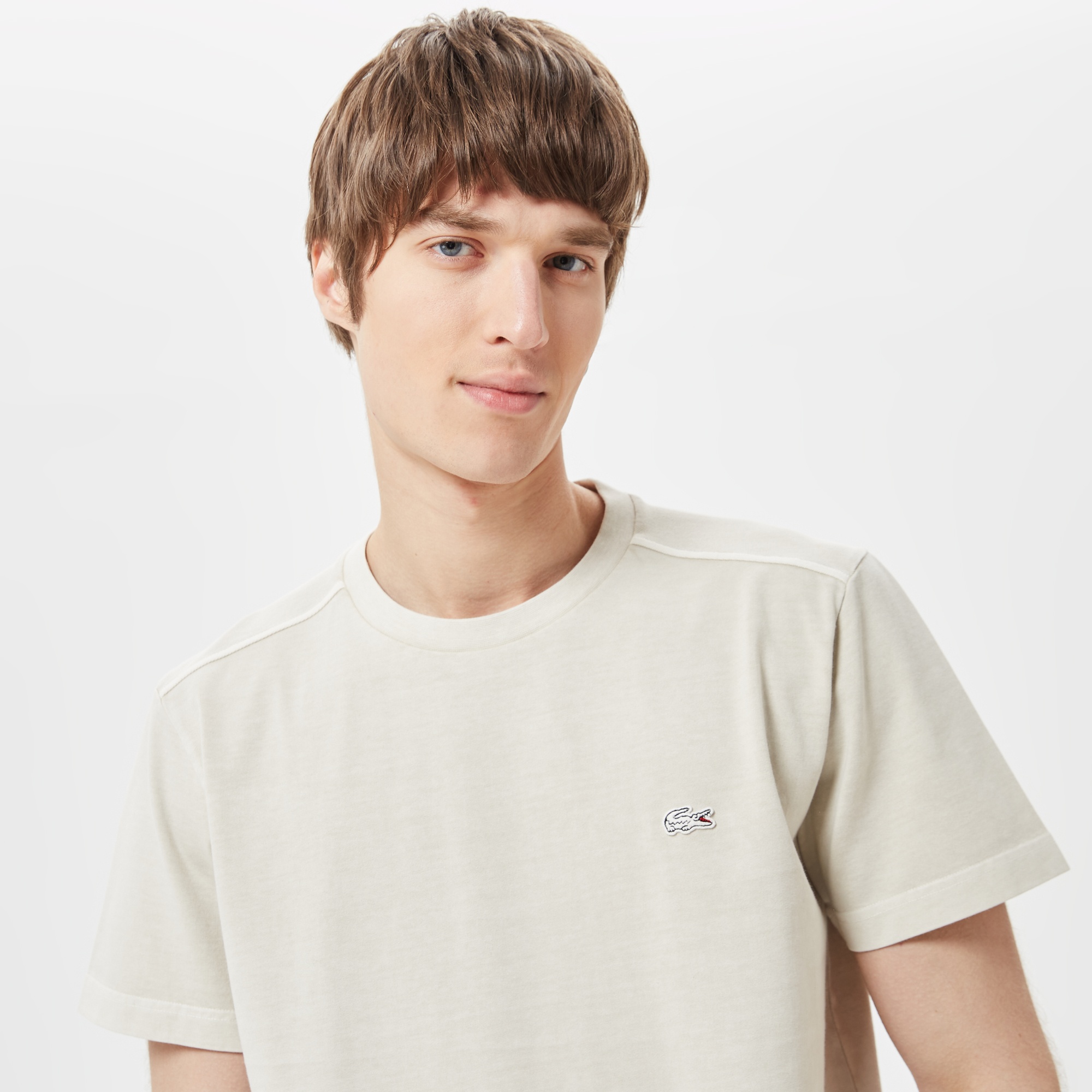 Lacoste Erkek Relaxed Fit Bisiklet Yaka Krem T-Shirt