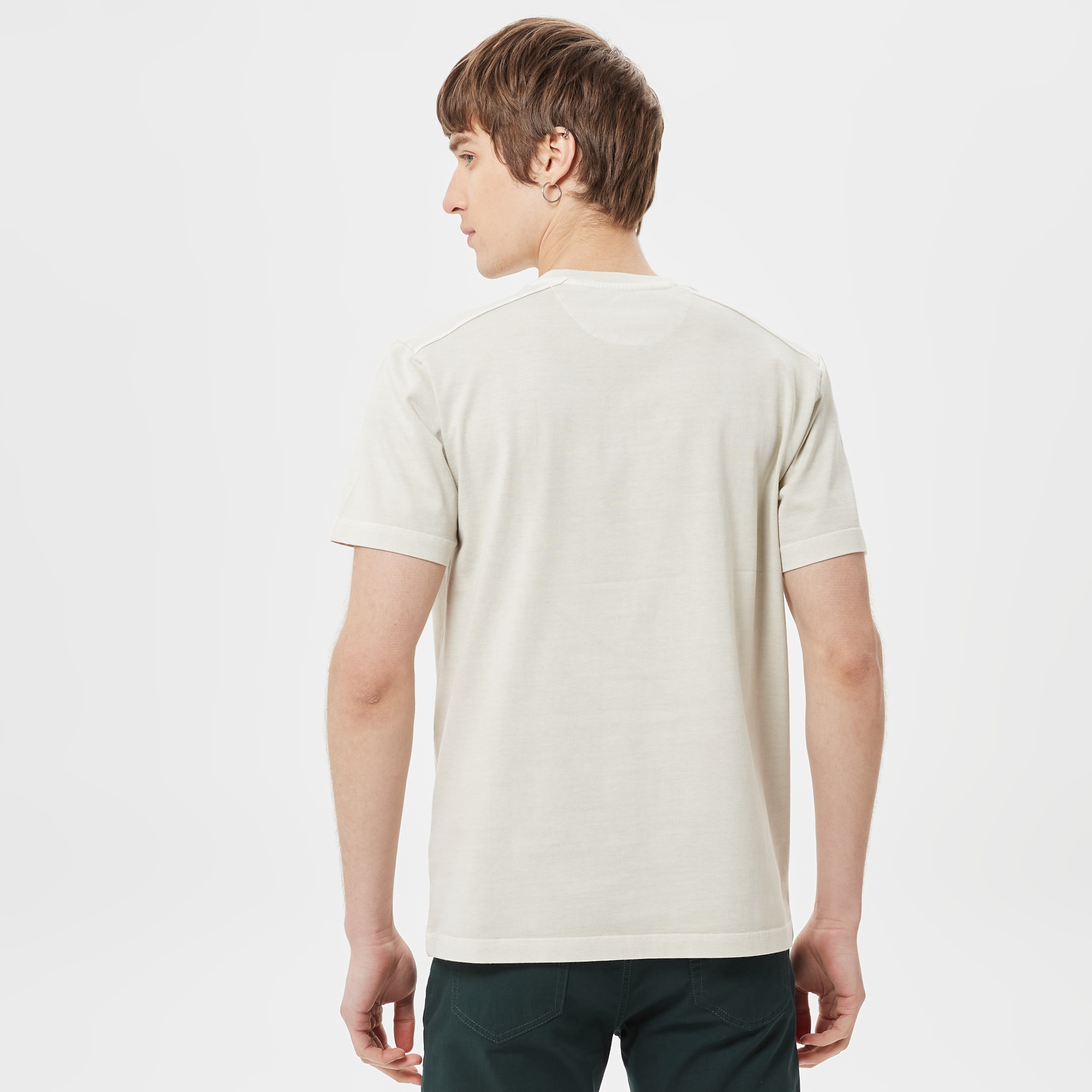 Lacoste Erkek Relaxed Fit Bisiklet Yaka Krem T-Shirt