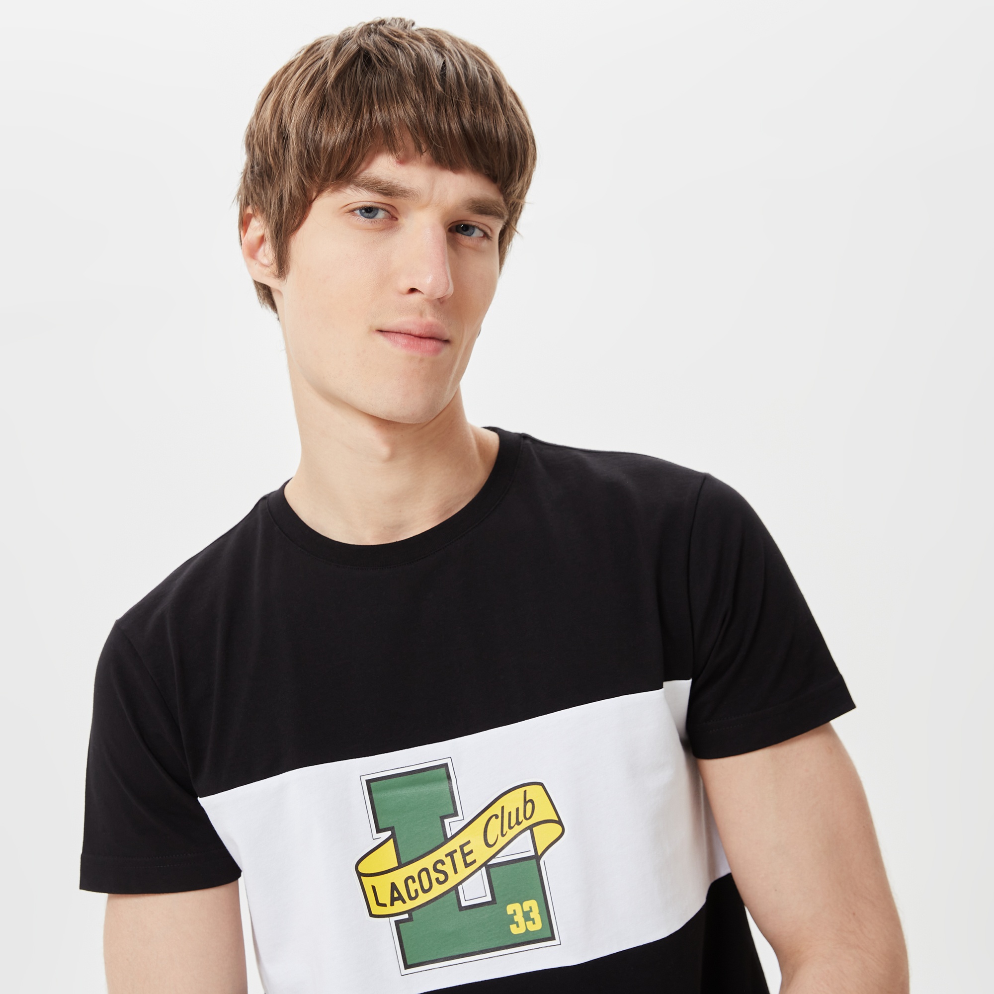 Lacoste Erkek Slim Fit Bisiklet Yaka Baskılı Siyah T-Shirt