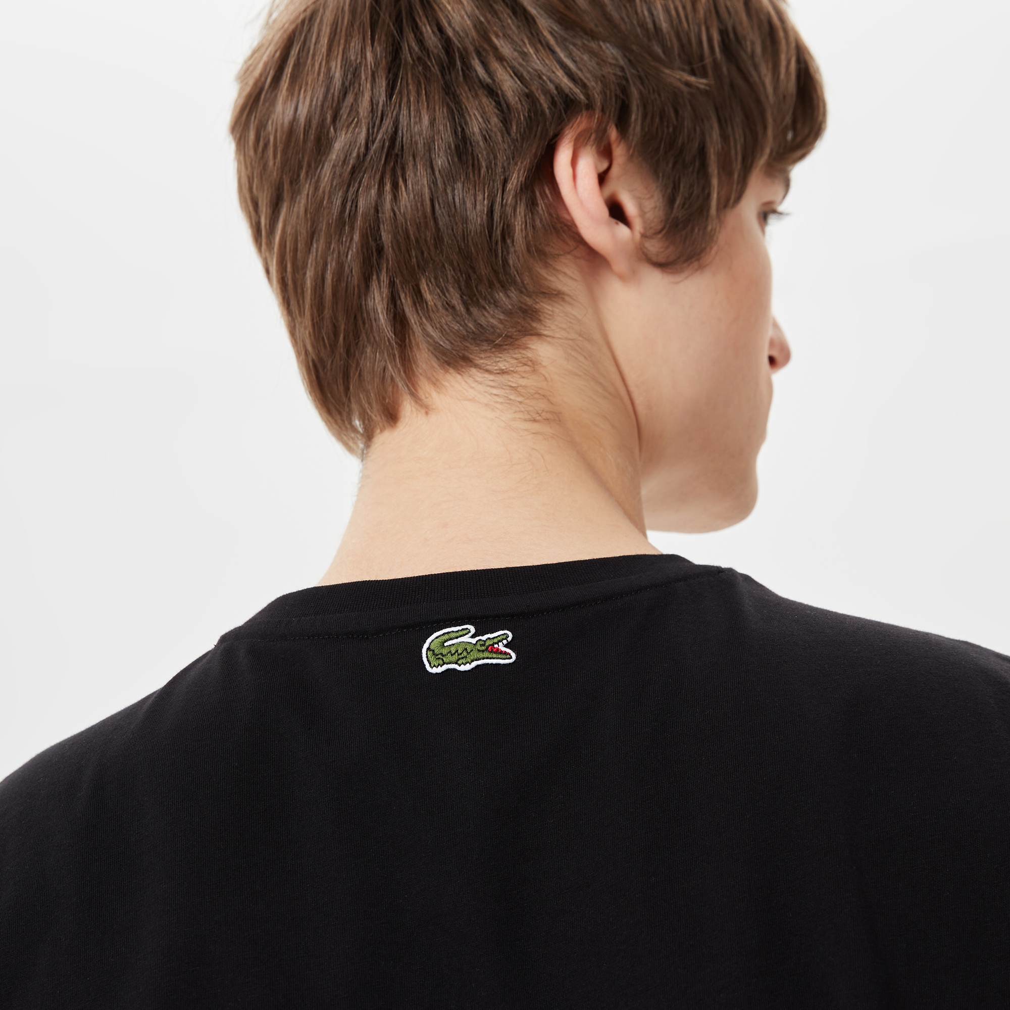 Lacoste Erkek Slim Fit Bisiklet Yaka Baskılı Siyah T-Shirt