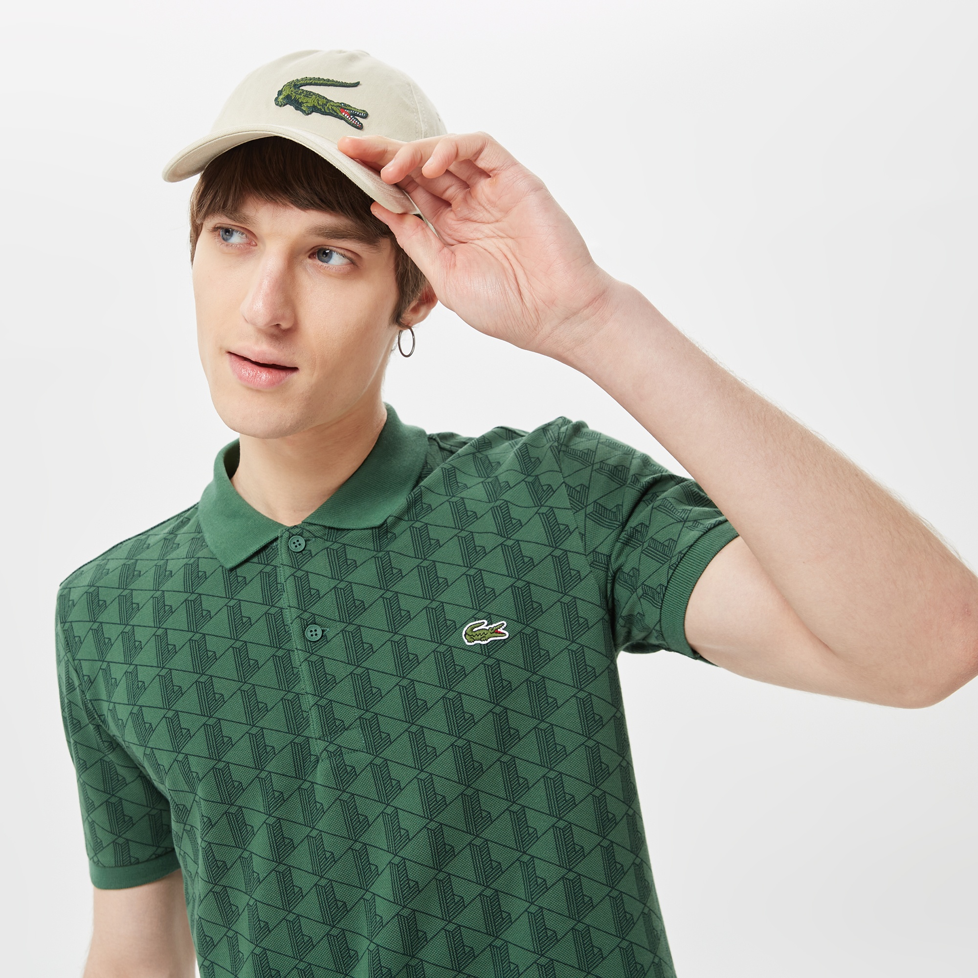 Lacoste Erkek Slim Fit Monogram Yeşil Polo