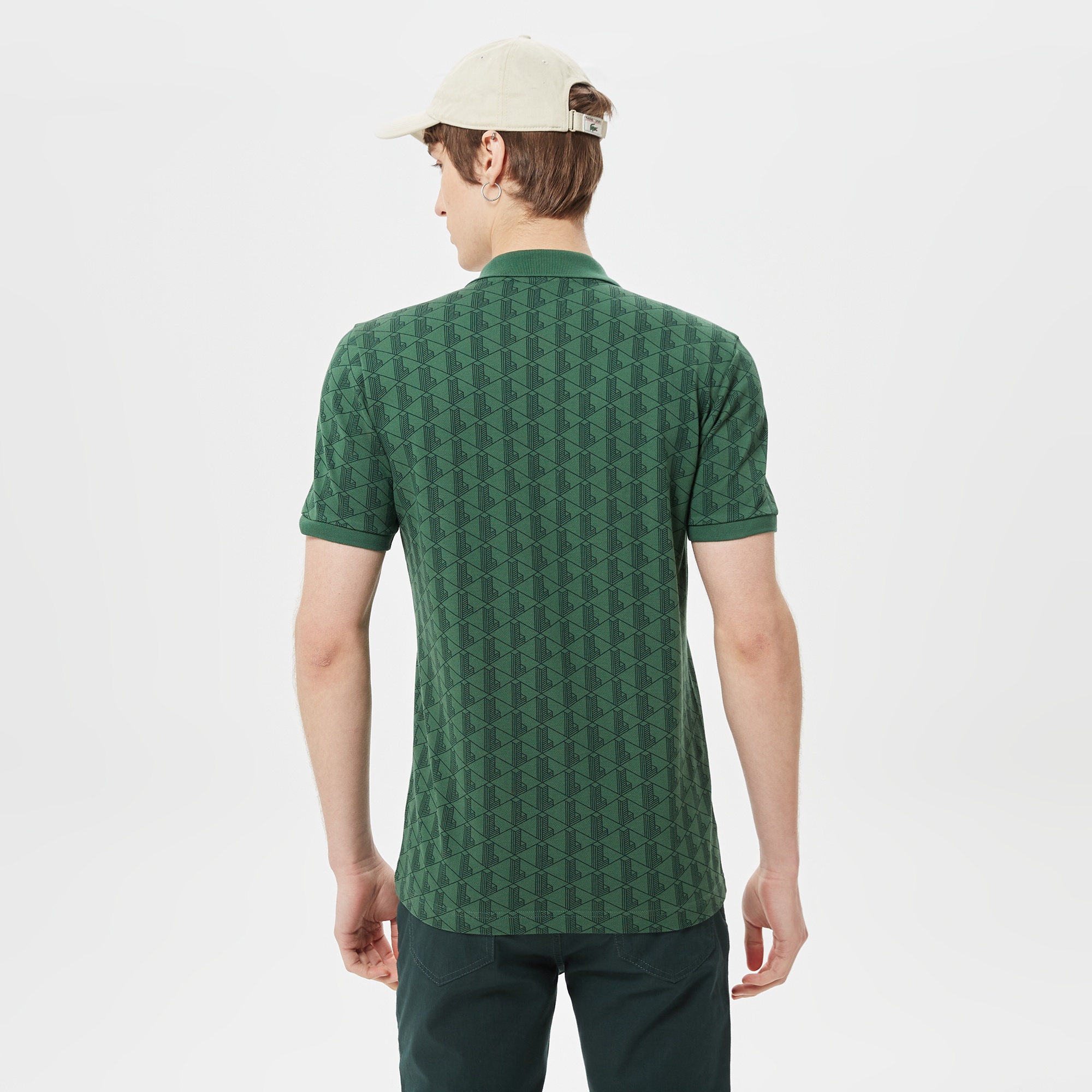 Lacoste Erkek Slim Fit Monogram Yeşil Polo
