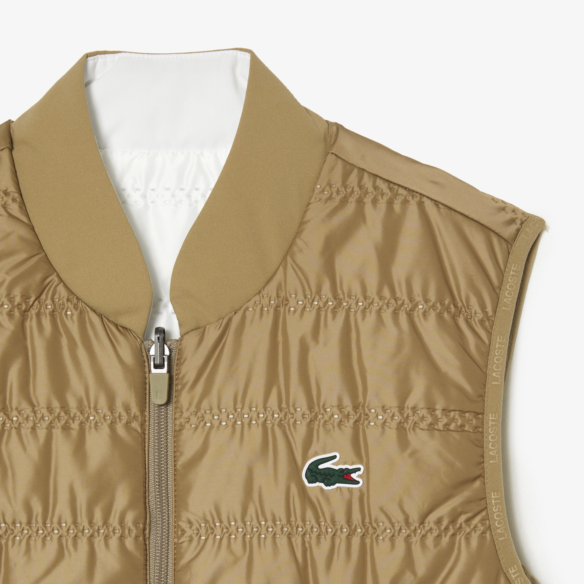 Lacoste Kadın Dik Yaka Çift Yaka Beyaz Yelek