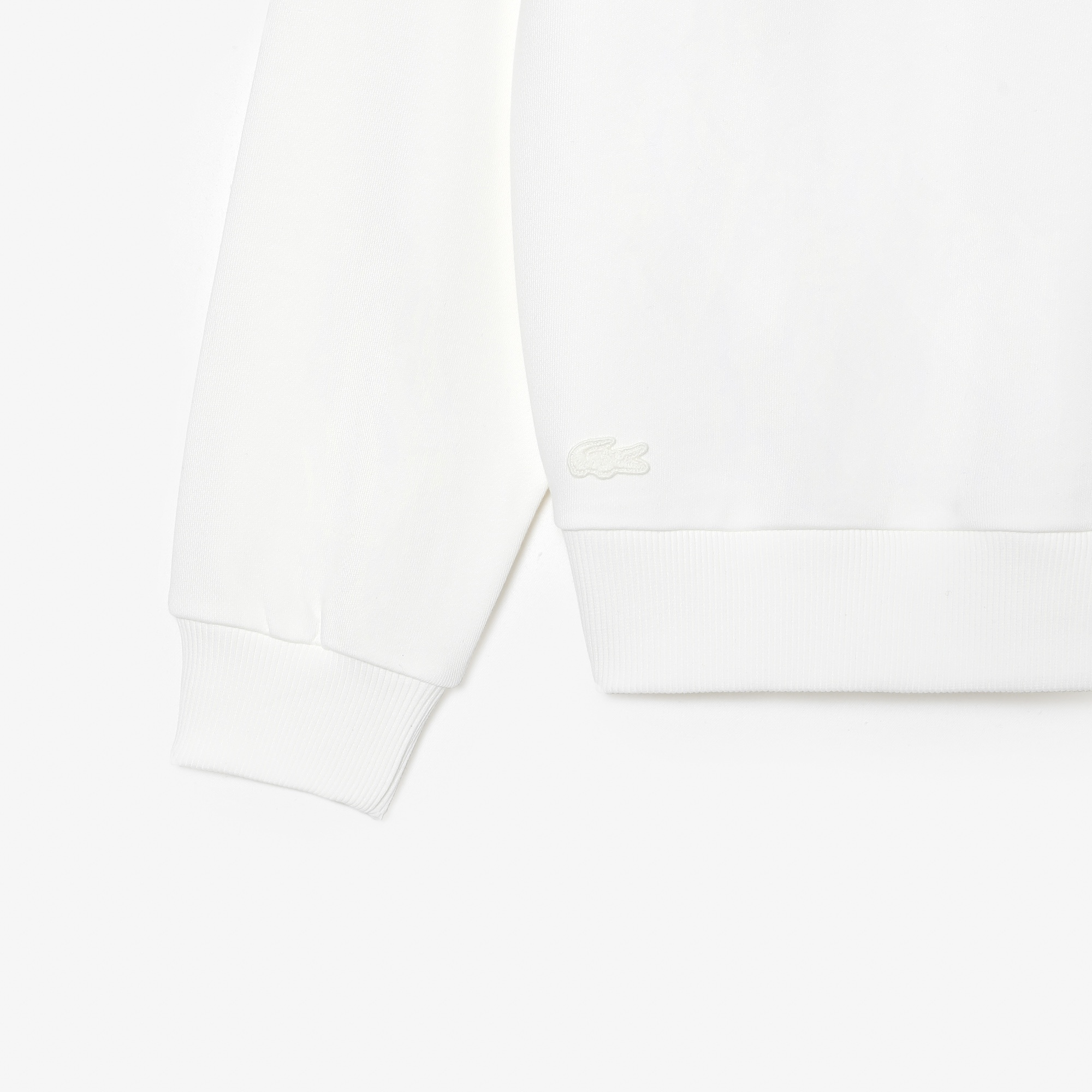 Lacoste x Netflix Kadın Loose Fit Bisiklet Yaka Baskılı Beyaz Sweatshirt