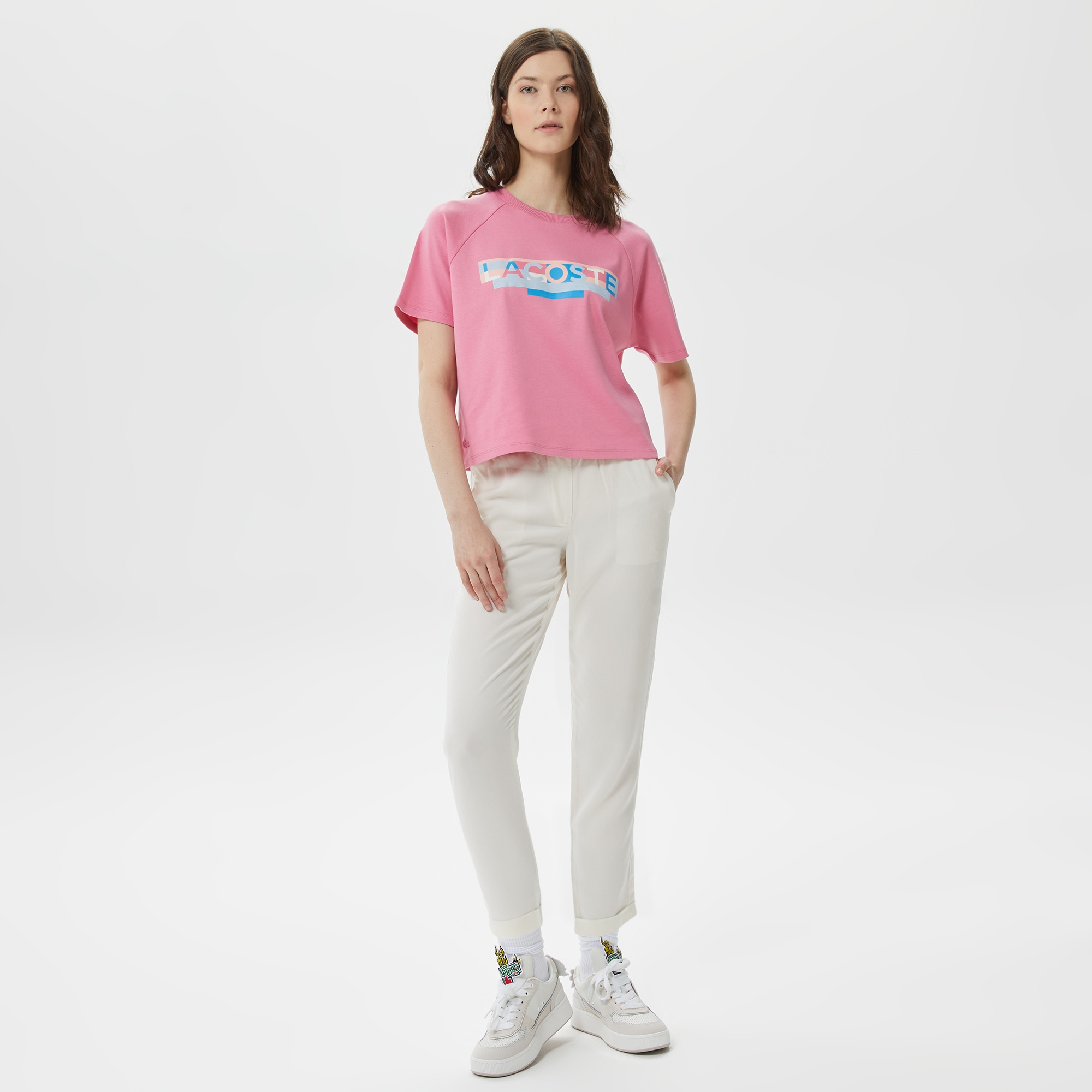 Lacoste Kadın Carrot Fit Beyaz Pantolon