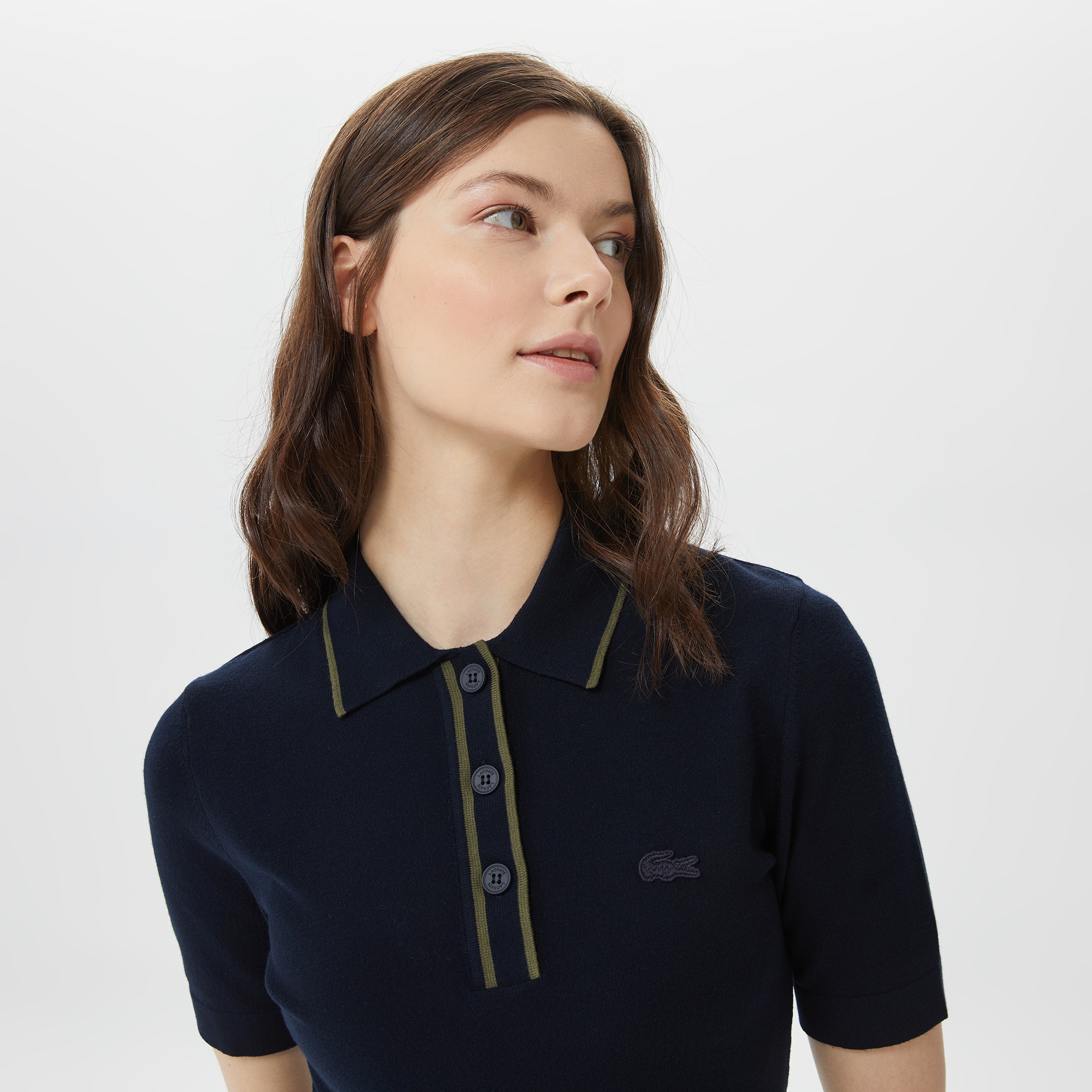 Lacoste Kadın Flare Fit Kısa Kollu Polo Yaka Lacivert Elbise