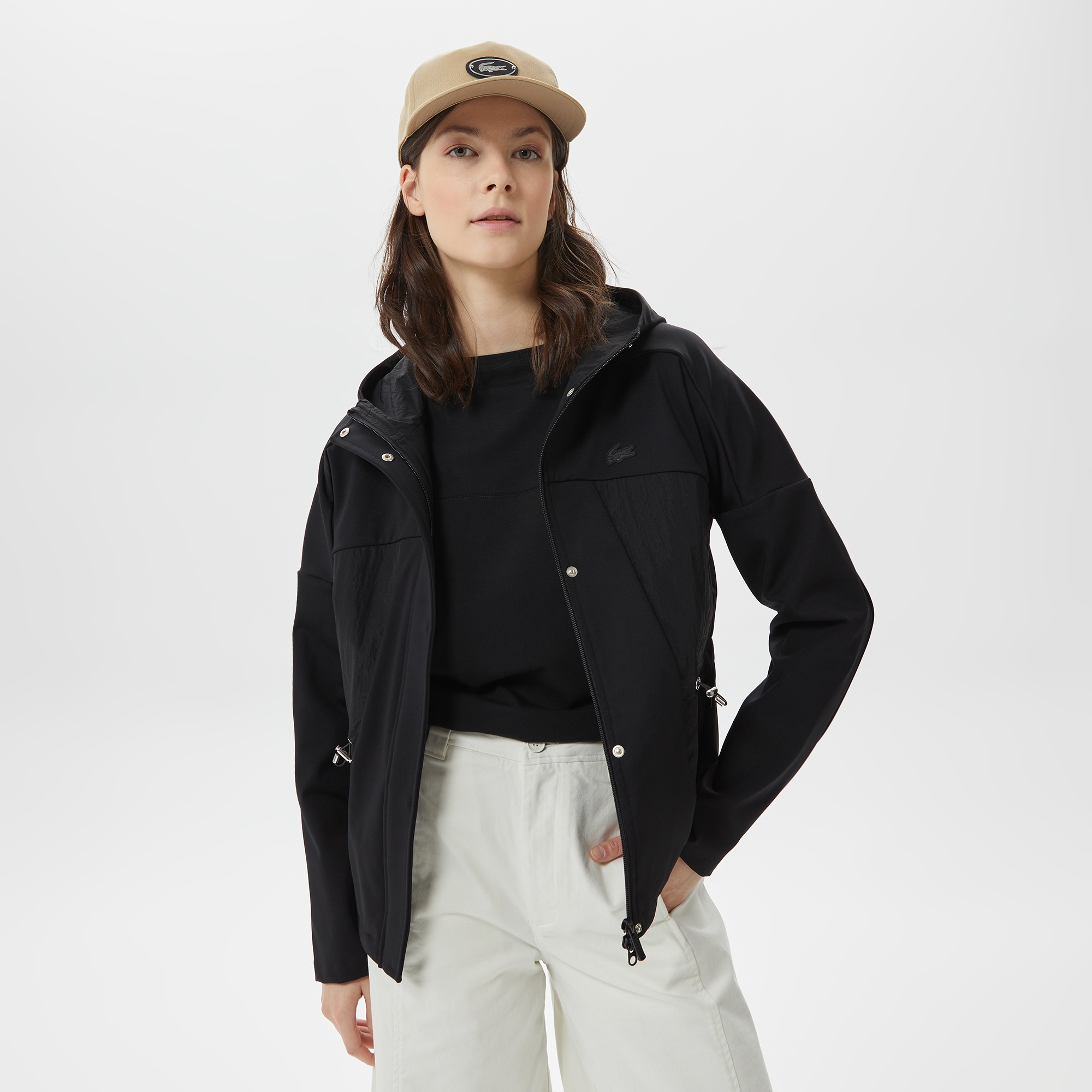 Lacoste Kadın Kapüşonlu Siyah Mont