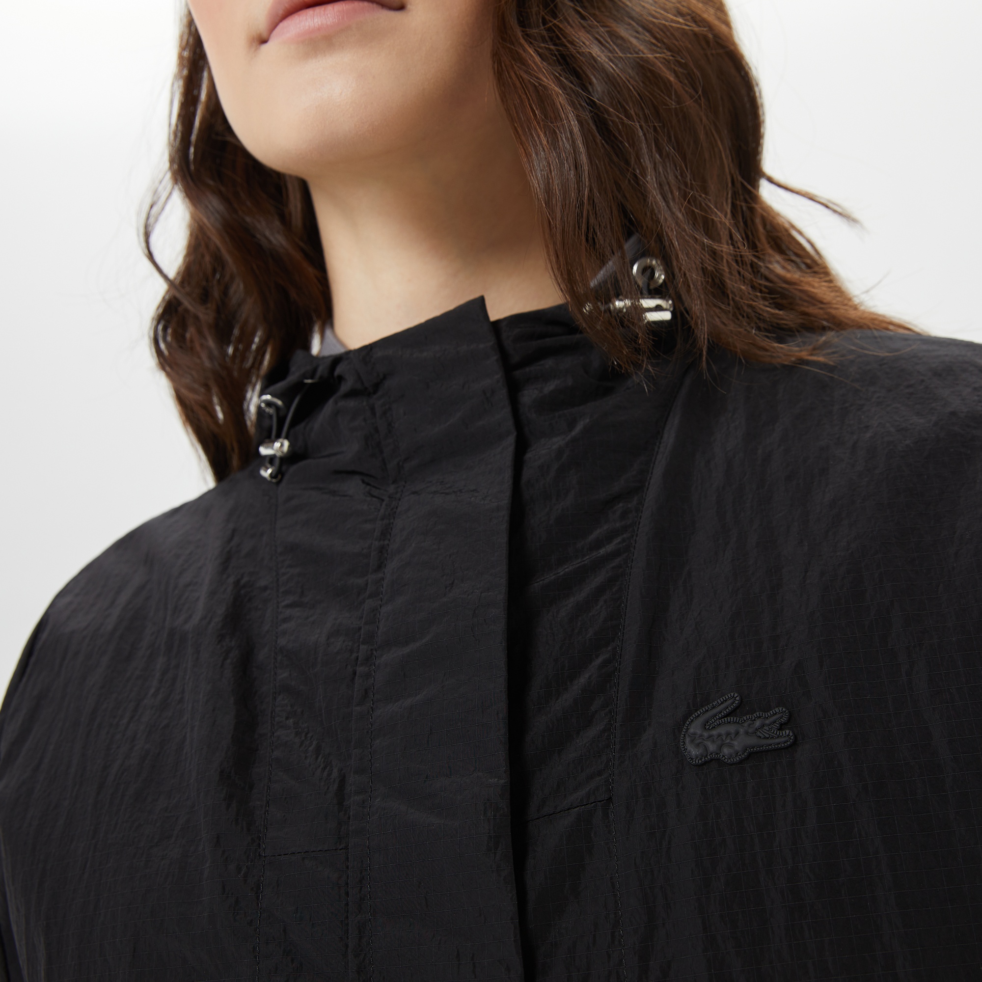 Lacoste Kadın Kapüşonlu Siyah Mont