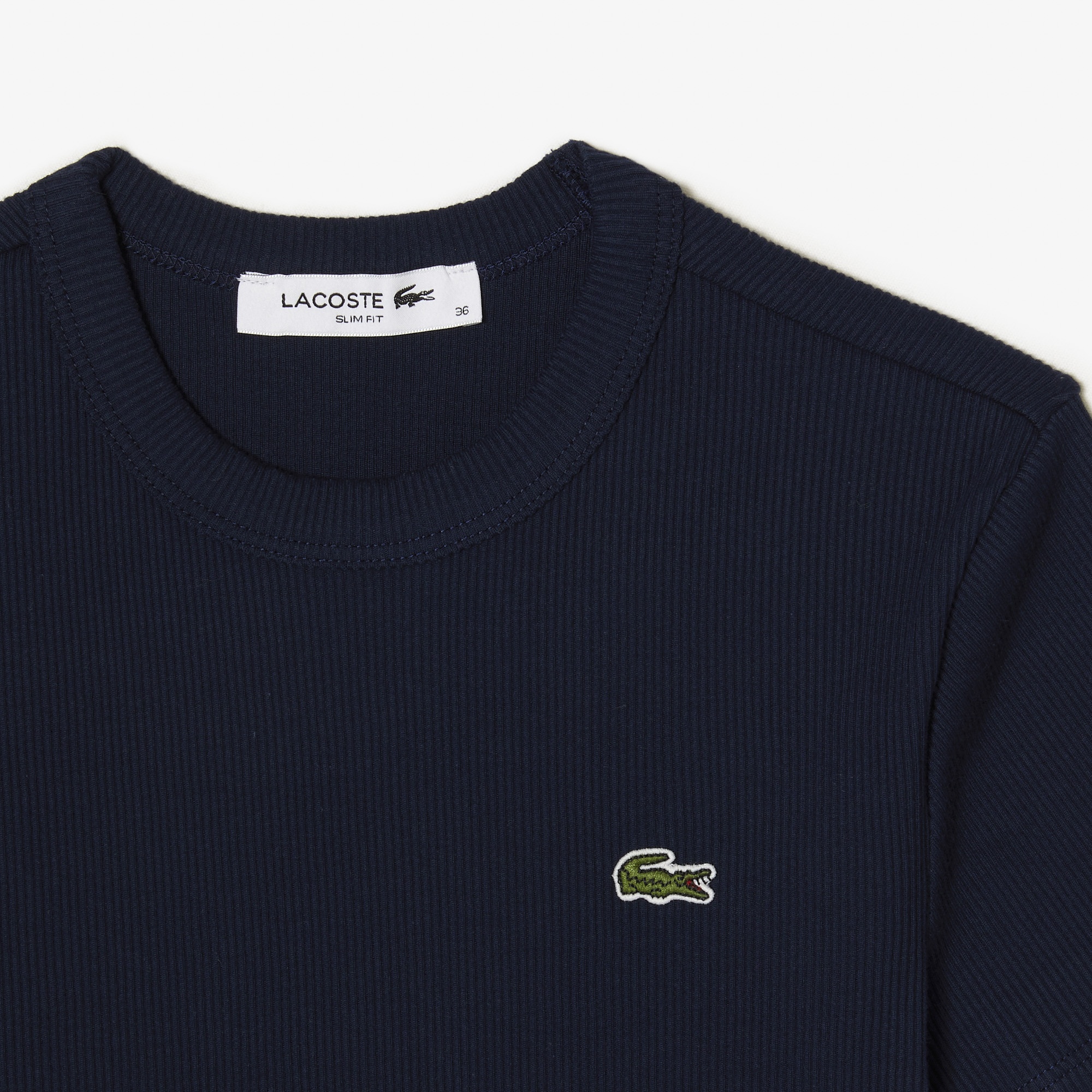 Lacoste Kadın Slim Fit Bisiklet Yaka Organik Pamuk Lacivert T-Shirt