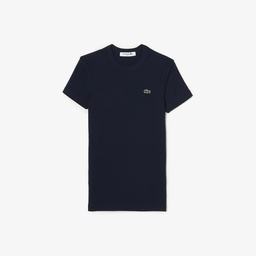 Lacoste Kadın Slim Fit Bisiklet Yaka Organik Pamuk Lacivert T-Shirt Lacivert